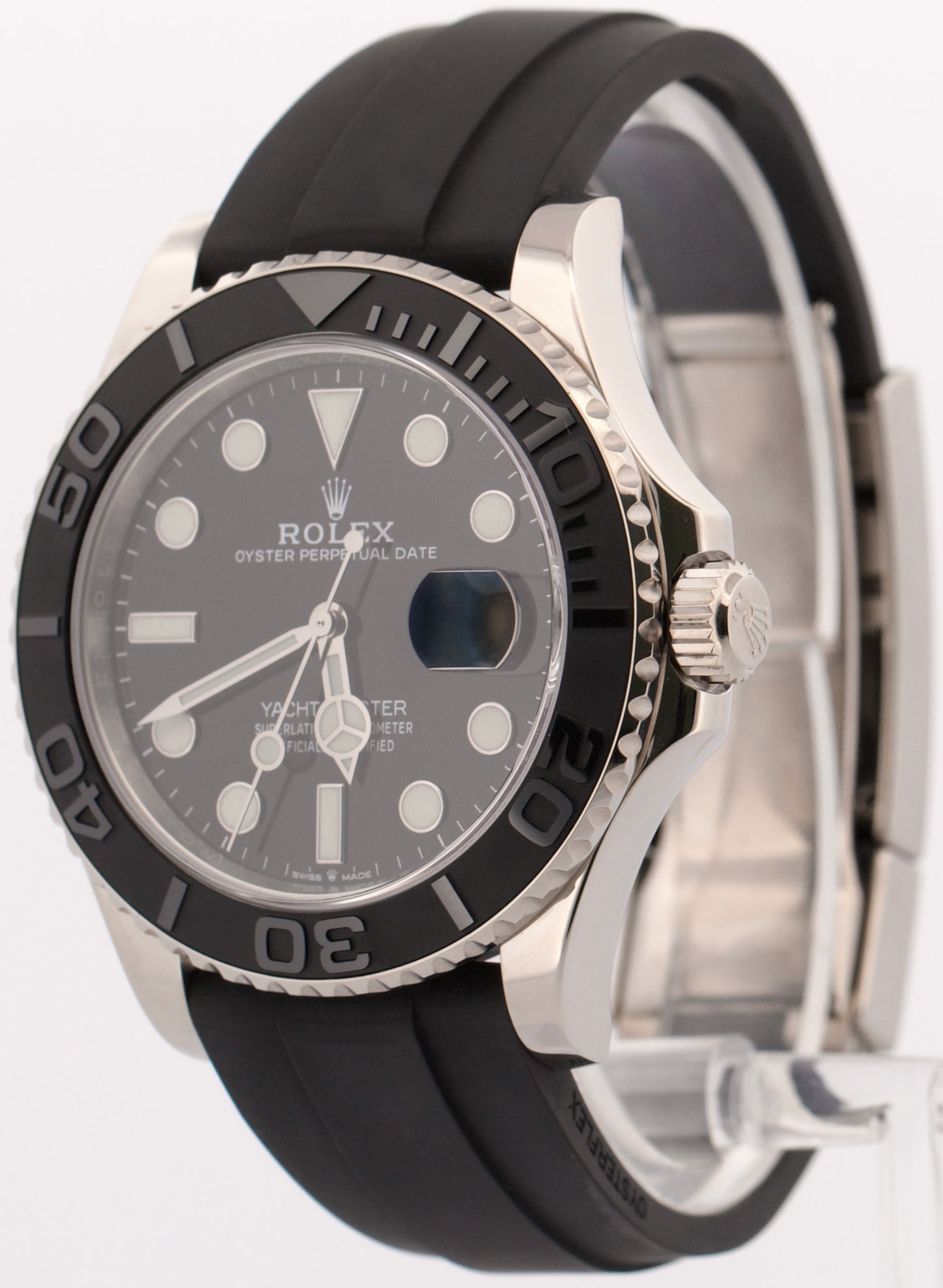 2019 PAPERS Rolex Yacht-Master BLACK 18K White Gold Oysterflex 42mm 226659 BOX
