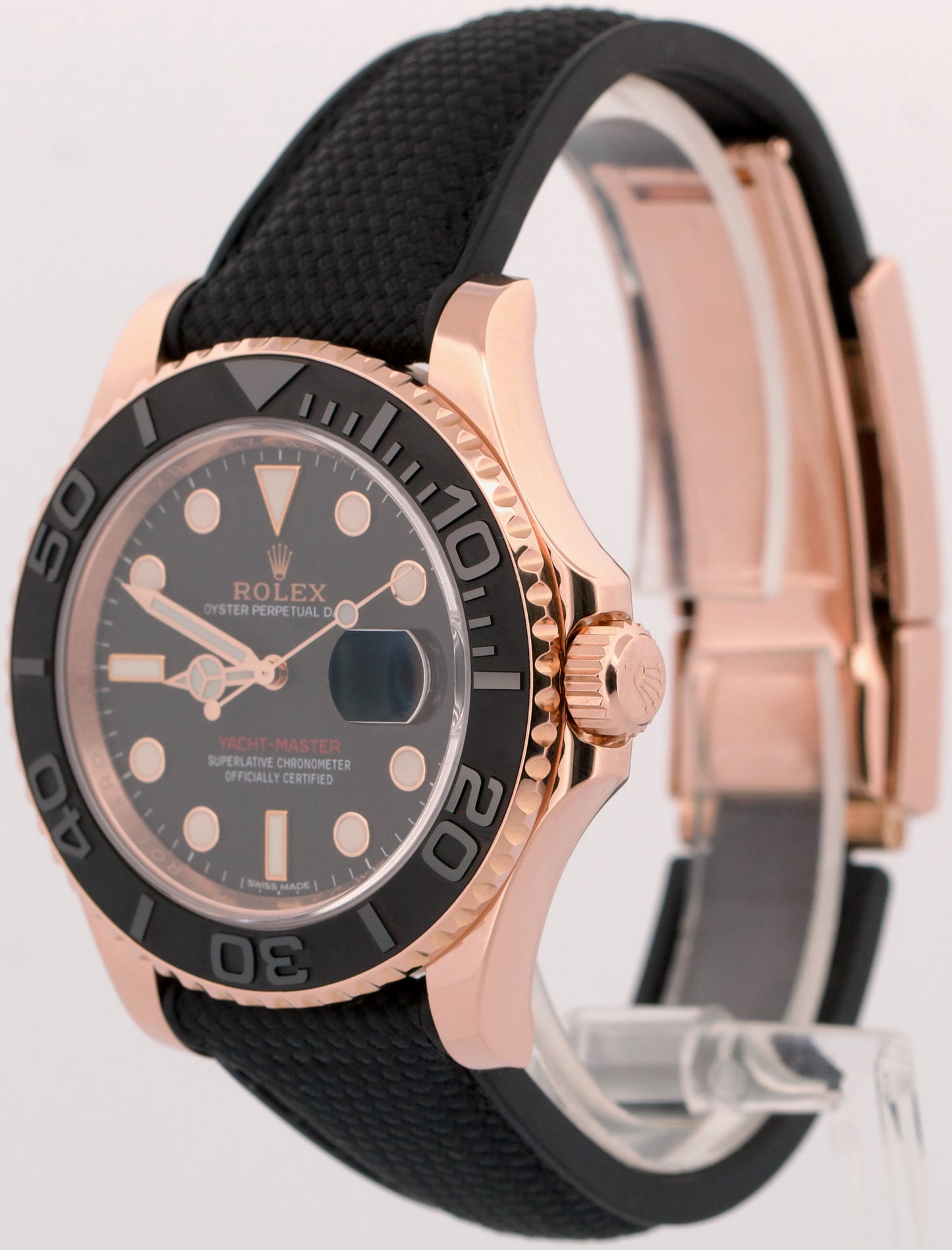 Rolex Yacht-Master BLACK 18K Rose Gold Rubber Everose Automatic 40mm 116655