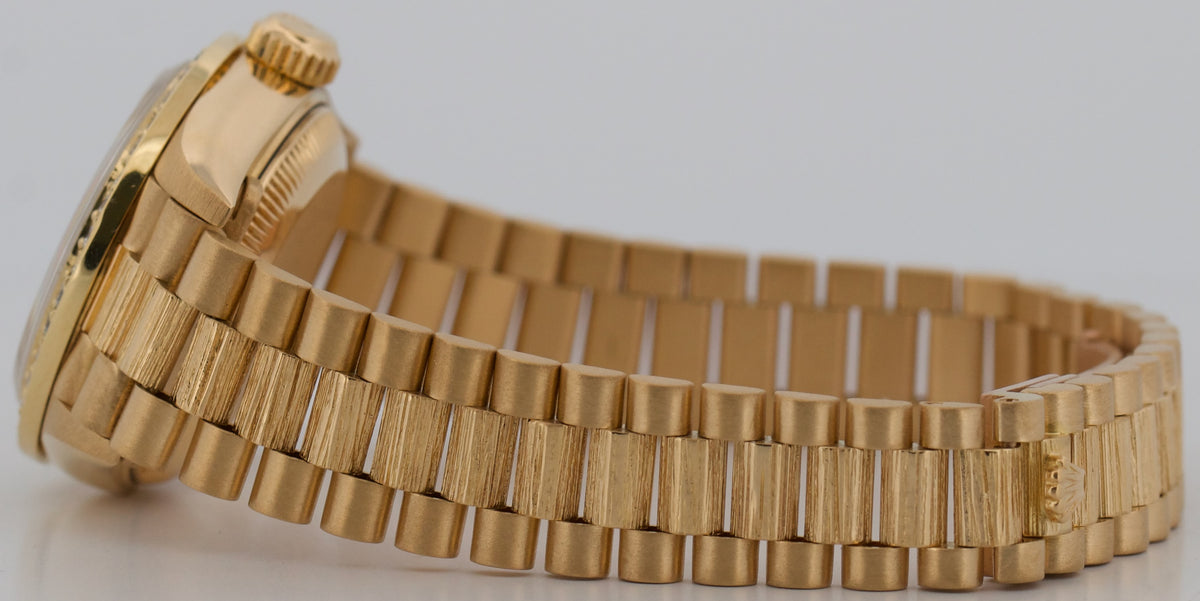 Rolex DateJust President 69278 Champagne Diamond Bark 26mm 18K Yellow Gold Watch