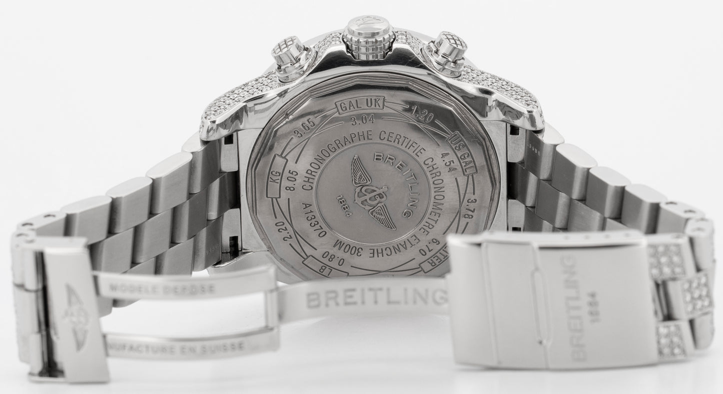 Breitling Super Avenger DIAMOND Chronograph 48mm Steel Watch A13370 BOX