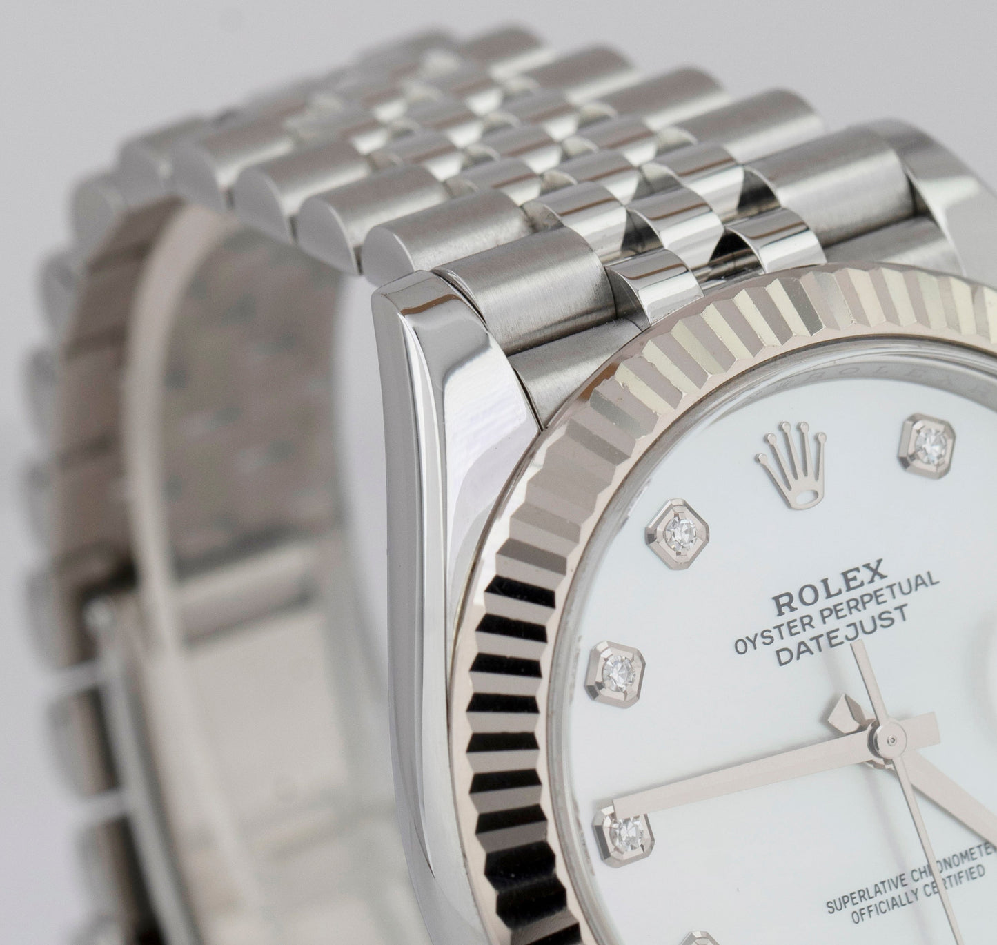 MINT Rolex DateJust 41mm MOP DIAMOND JUBILEE Stainless Gold Watch 126334 B+P