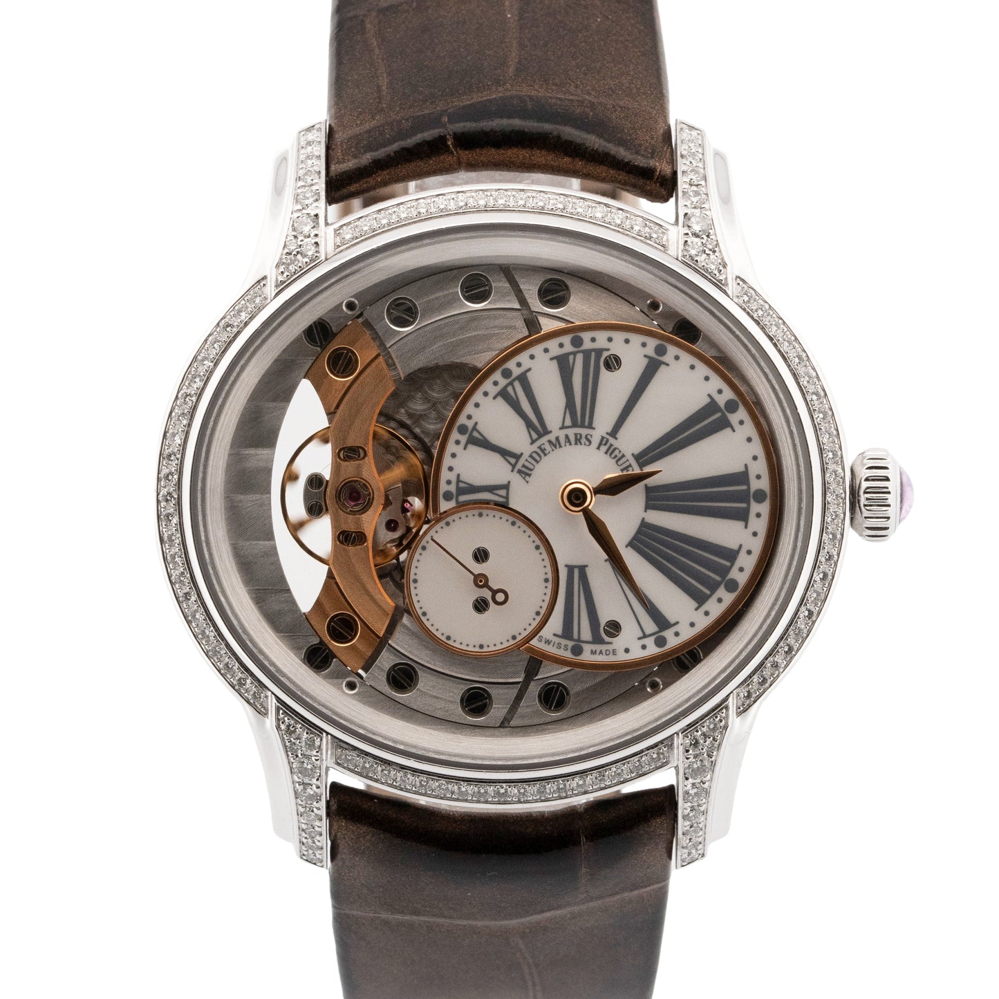 PAPERS Audemars Piguet Millenary DIAMOND Gold SKELETON 39.5mm 77247BC Watch BOX
