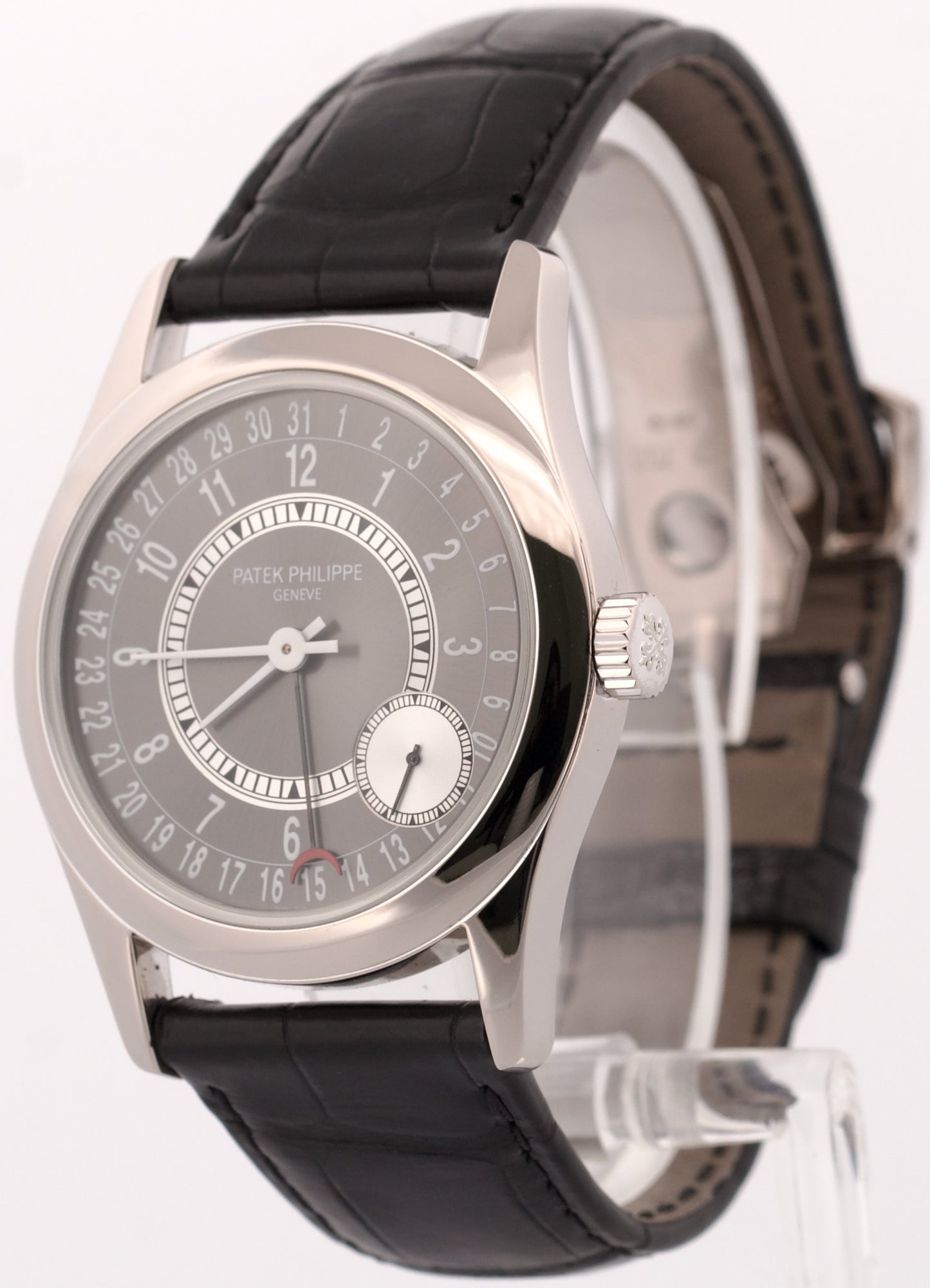 2008 Patek Philippe Calatrava 18K White Gold RHODIUM 37mm 6000G-010 Leather BOX