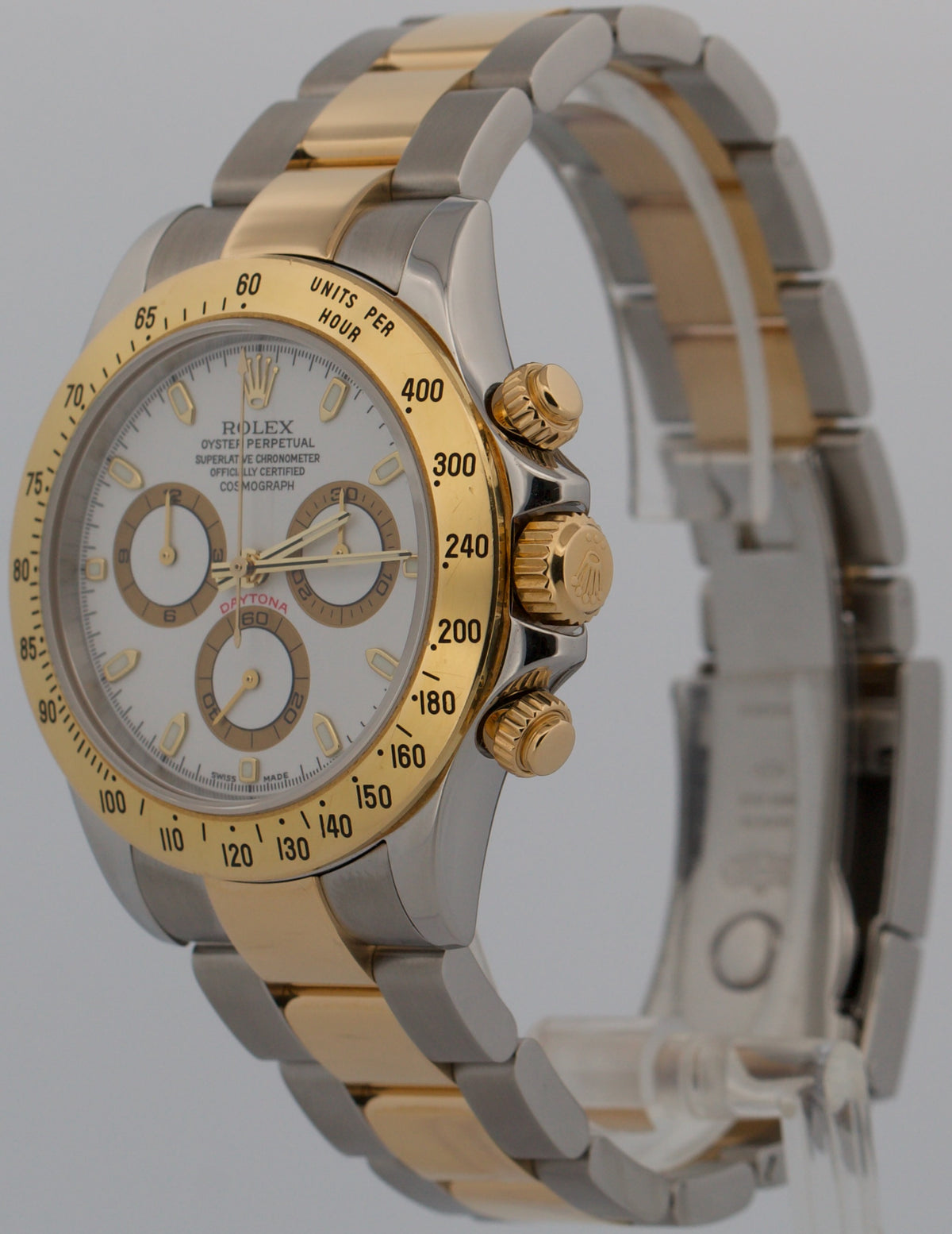 2004 Rolex Daytona Cosmograph 116523 White Two-Tone Gold Steel 40mm Box Papers