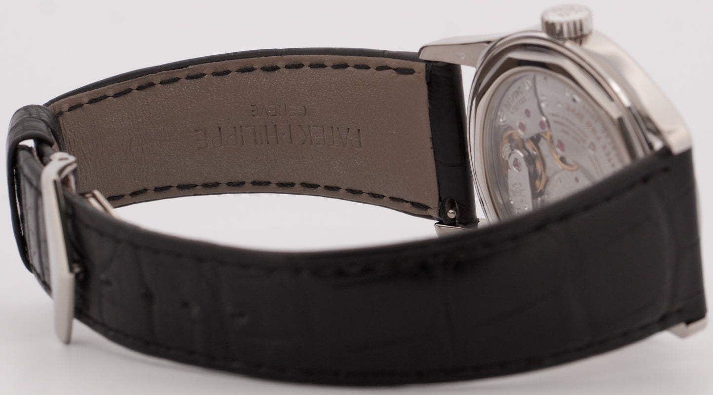 2008 Patek Philippe Calatrava 18K White Gold RHODIUM 37mm 6000G-010 Leather BOX