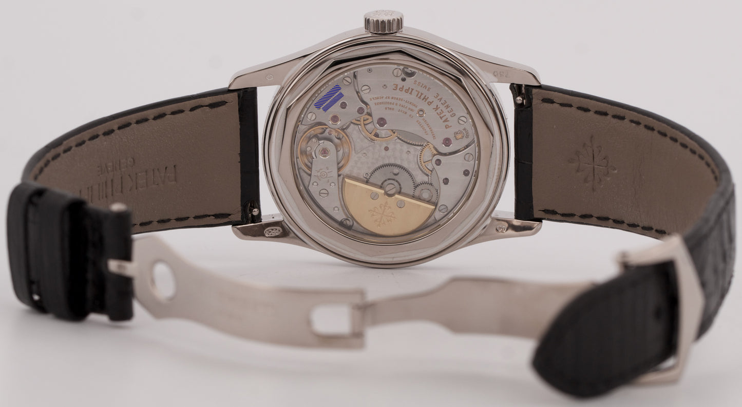 2008 Patek Philippe Calatrava 18K White Gold RHODIUM 37mm 6000G-010 Leather BOX