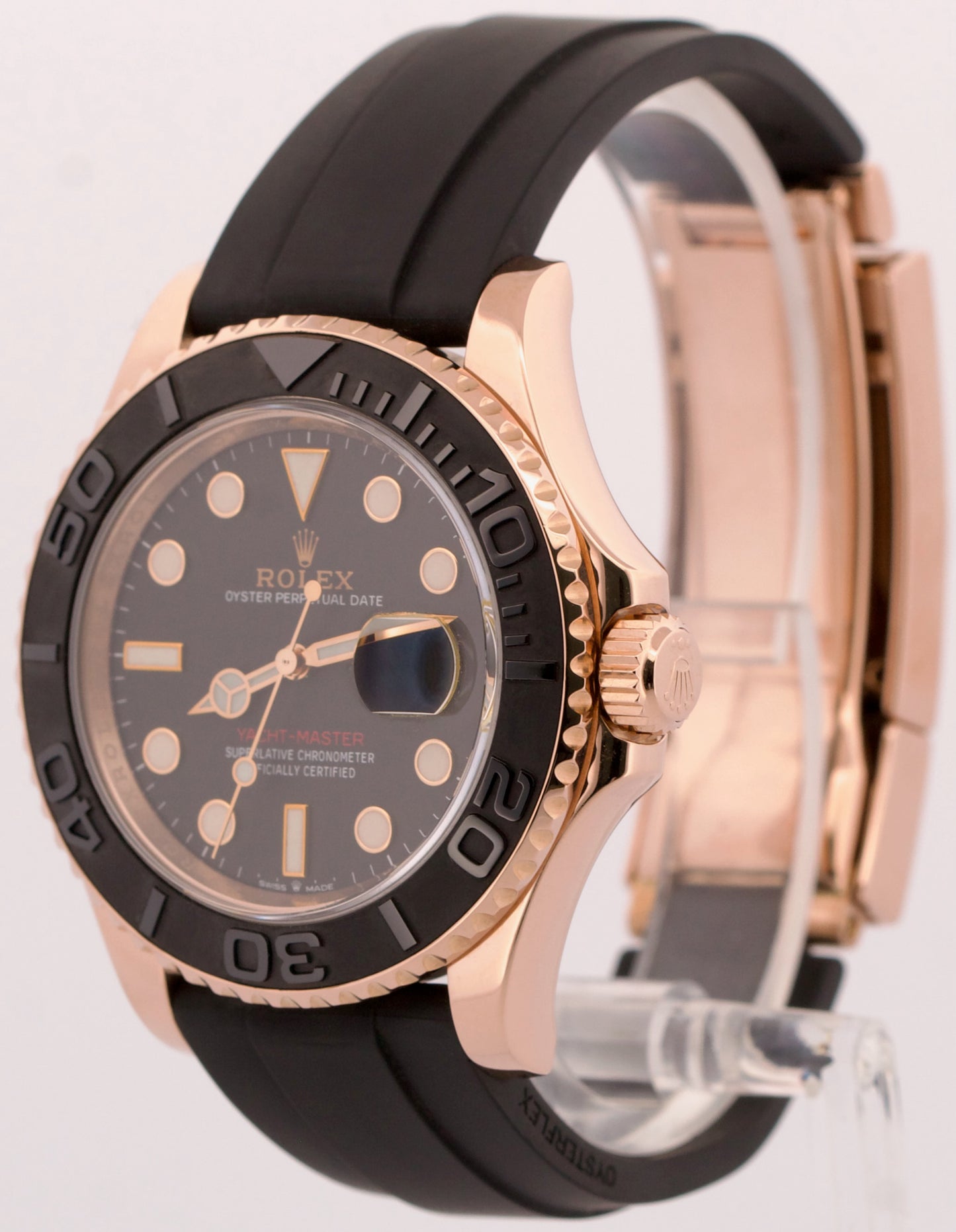 2019 PAPERS Rolex Yacht-Master BLACK 18K Everose Gold Oysterflex 40mm 126655 BOX