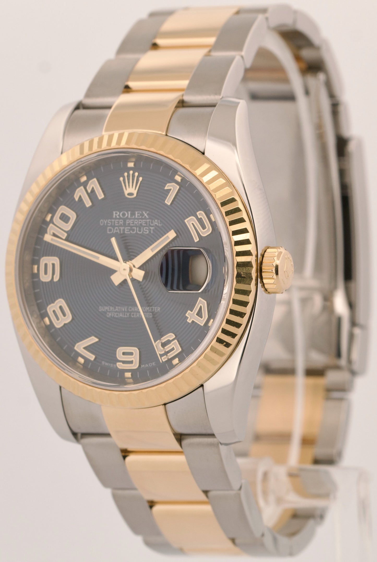 PAPERS Rolex DateJust 36mm BLUE CONCENTRIC 18K Steel RED ROULETTE 116233 BOX