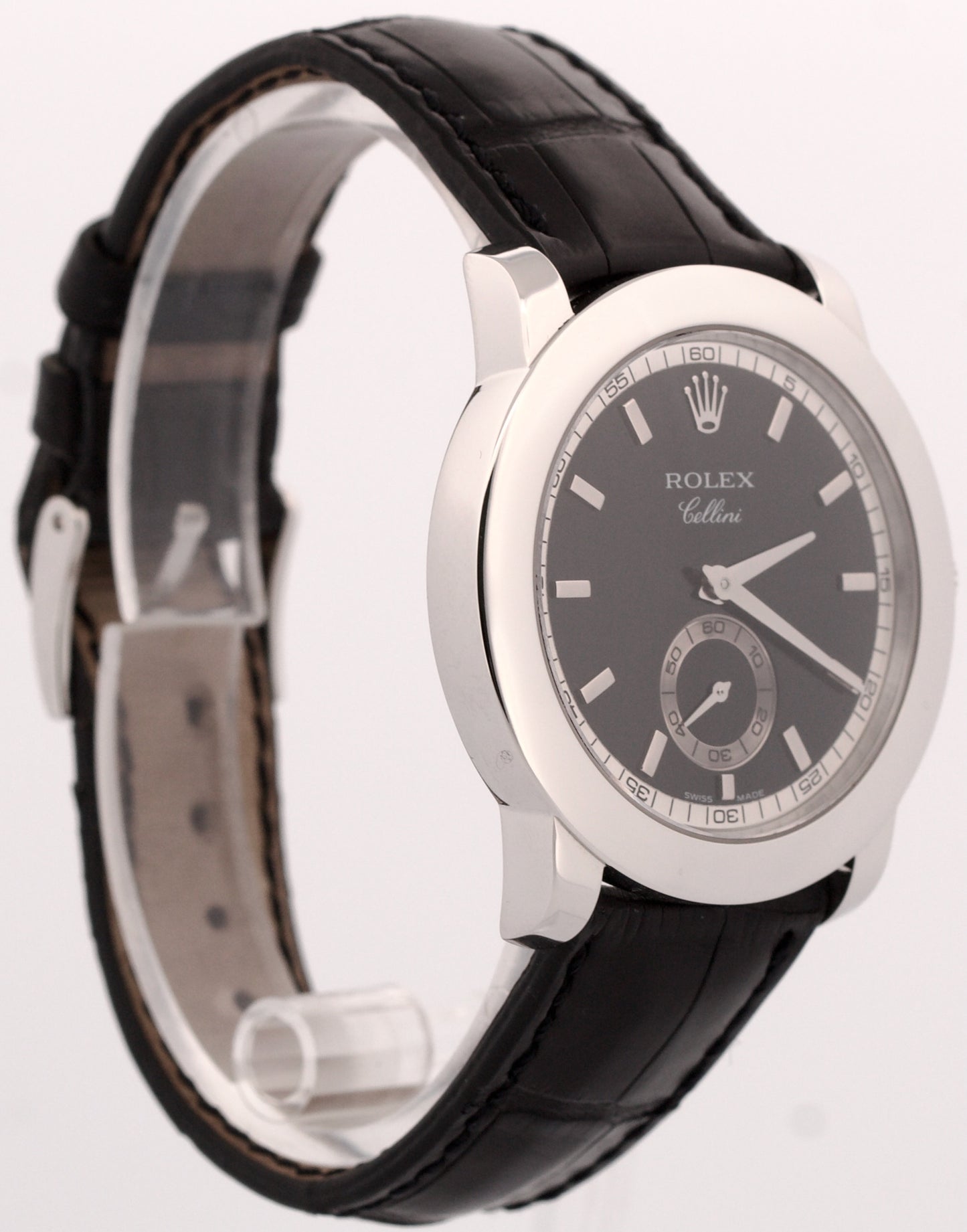 2011 PAPERS Men's Rolex Cellini Cellinium BLACK 38mm PLATINUM Watch 5241 BOX