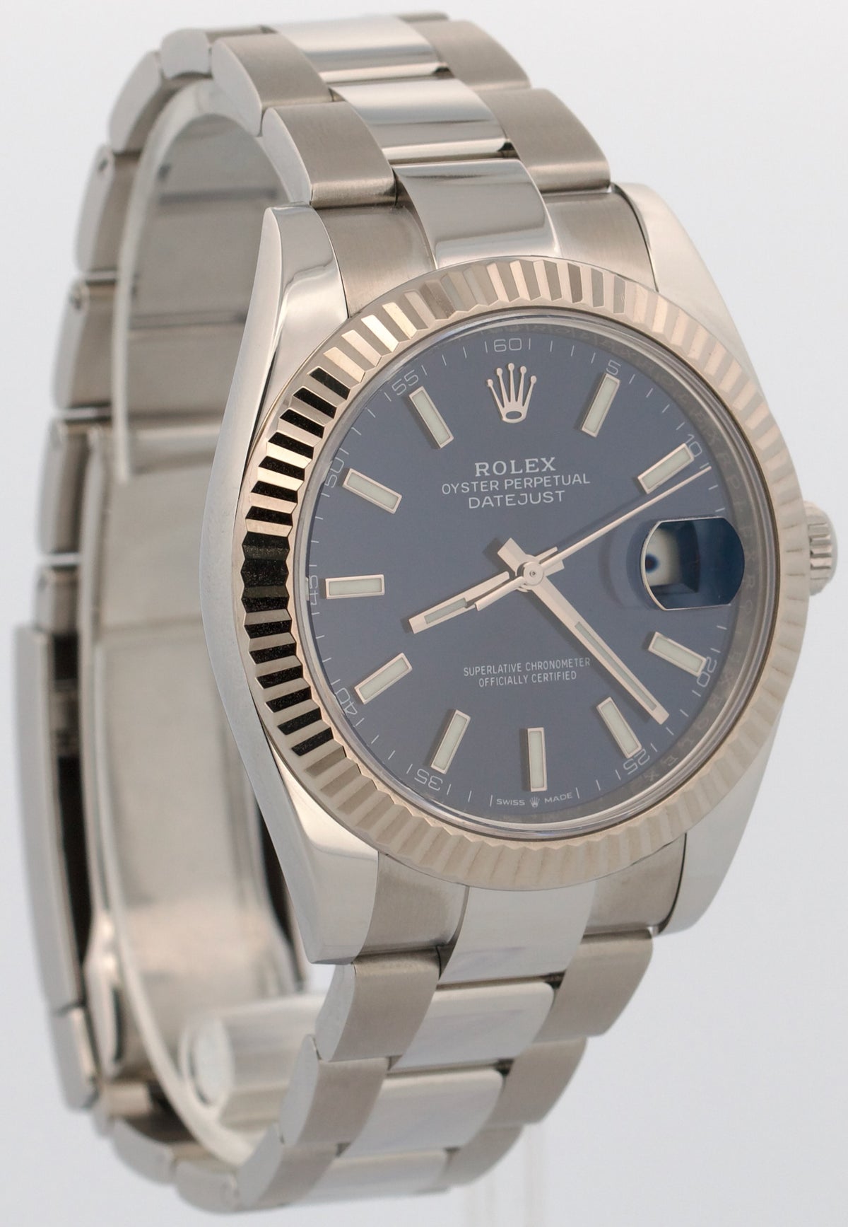 Rolex Datejust 41 126334 Blue 18k Gold Fluted Stainless Steel Oyster 41mm Watch