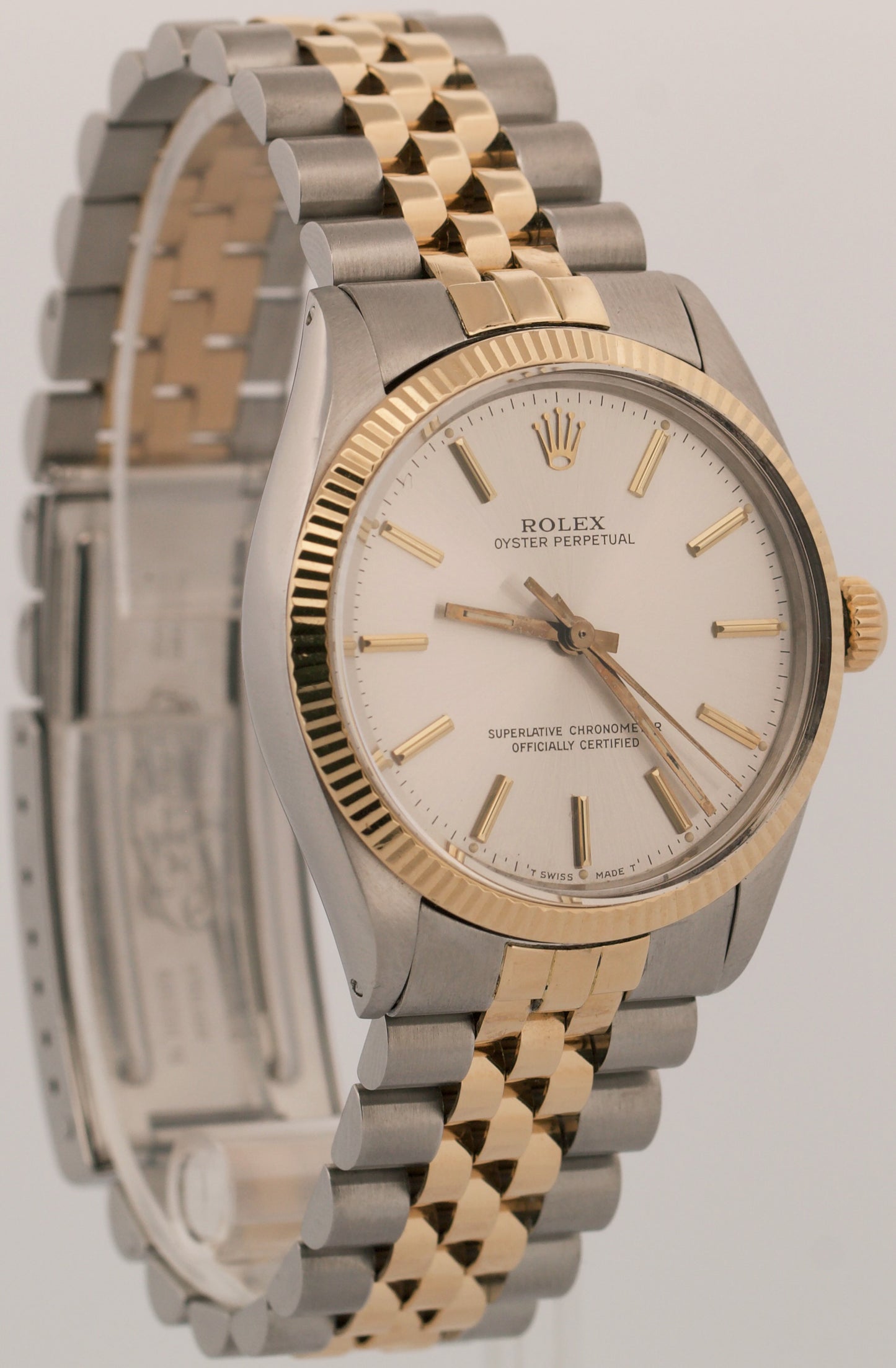 1986 Rolex Oyster Perpetual 34mm Two-Tone SILVER Gold Steel Fluted JUBILEE 1005