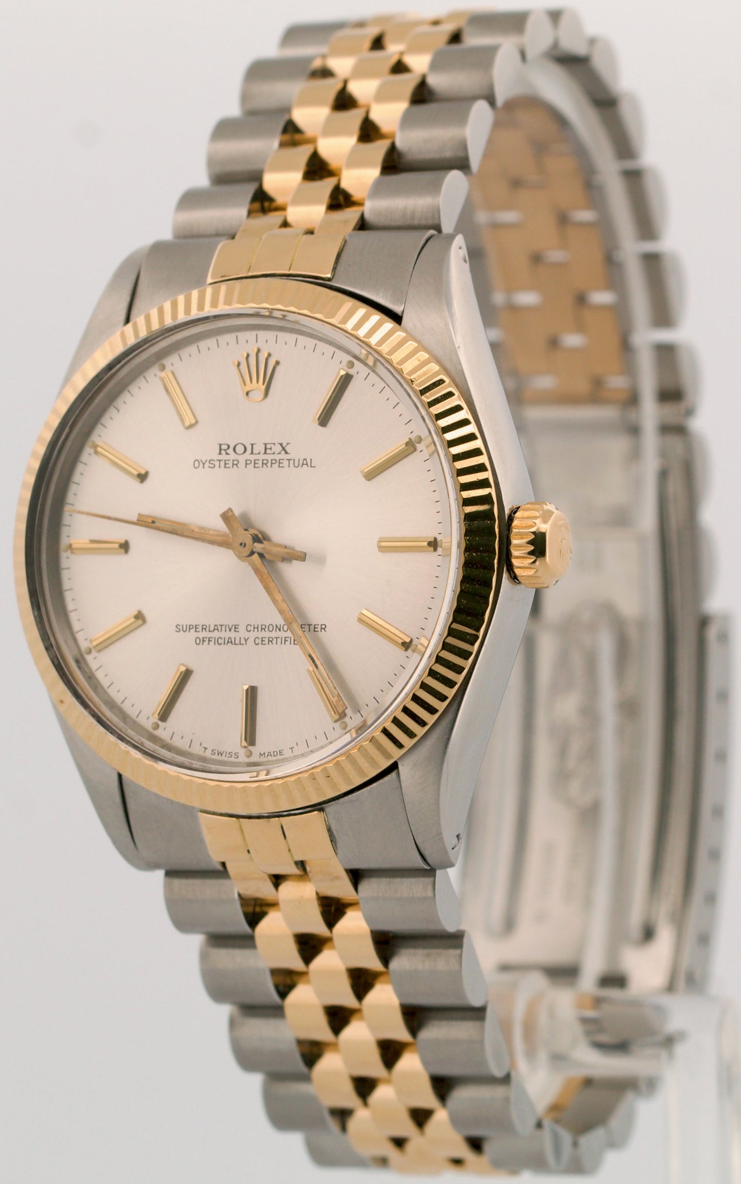 1986 Rolex Oyster Perpetual 34mm Two-Tone SILVER Gold Steel Fluted JUBILEE 1005