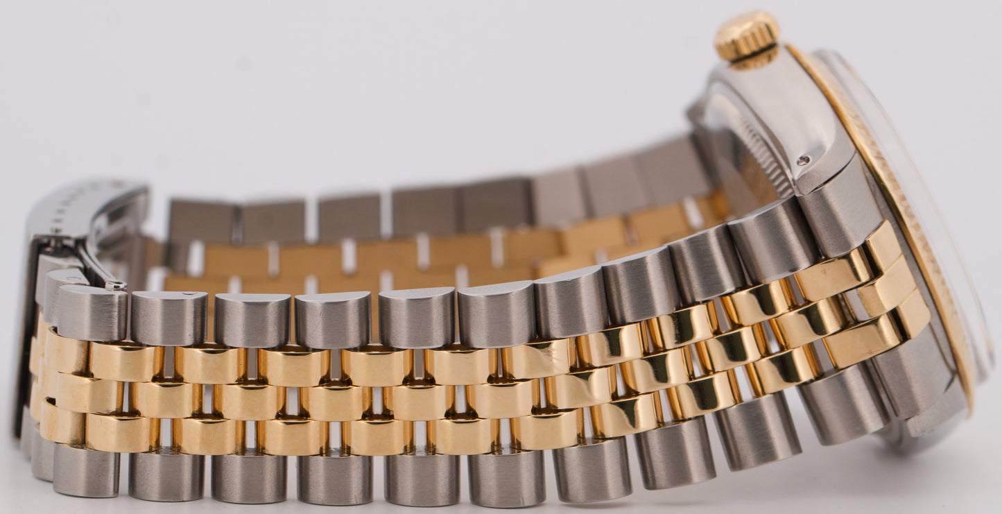 1986 Rolex Oyster Perpetual 34mm Two-Tone SILVER Gold Steel Fluted JUBILEE 1005