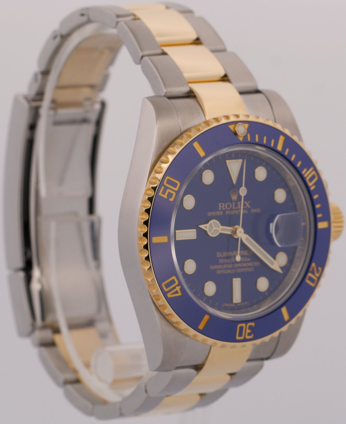 2012 PAPERS Rolex Submariner Date FLAT BLUE 18K Gold Ceramic 40mm 116613 LB BOX