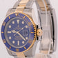 2012 PAPERS Rolex Submariner Date FLAT BLUE 18K Gold Ceramic 40mm 116613 LB BOX