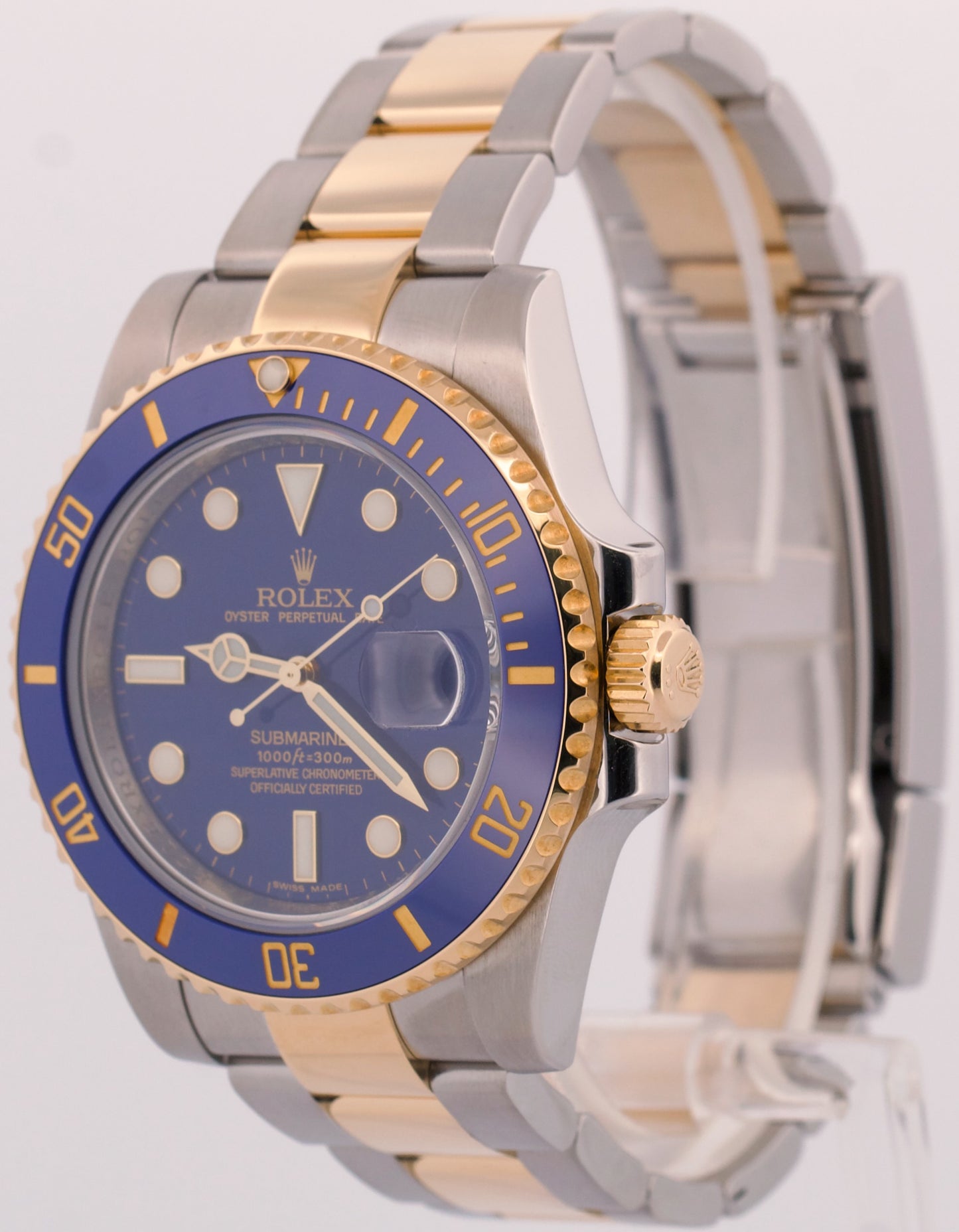 2012 PAPERS Rolex Submariner Date FLAT BLUE 18K Gold Ceramic 40mm 116613 LB BOX