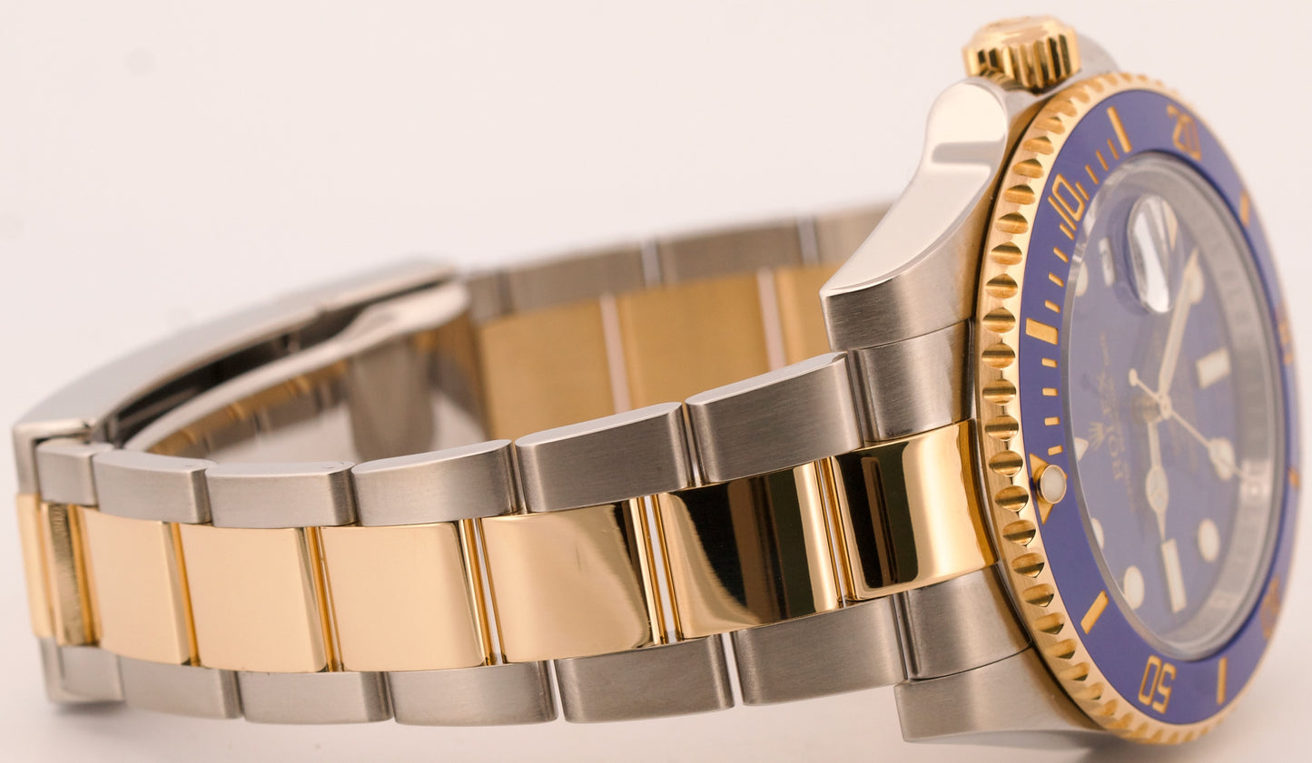 2012 PAPERS Rolex Submariner Date FLAT BLUE 18K Gold Ceramic 40mm 116613 LB BOX