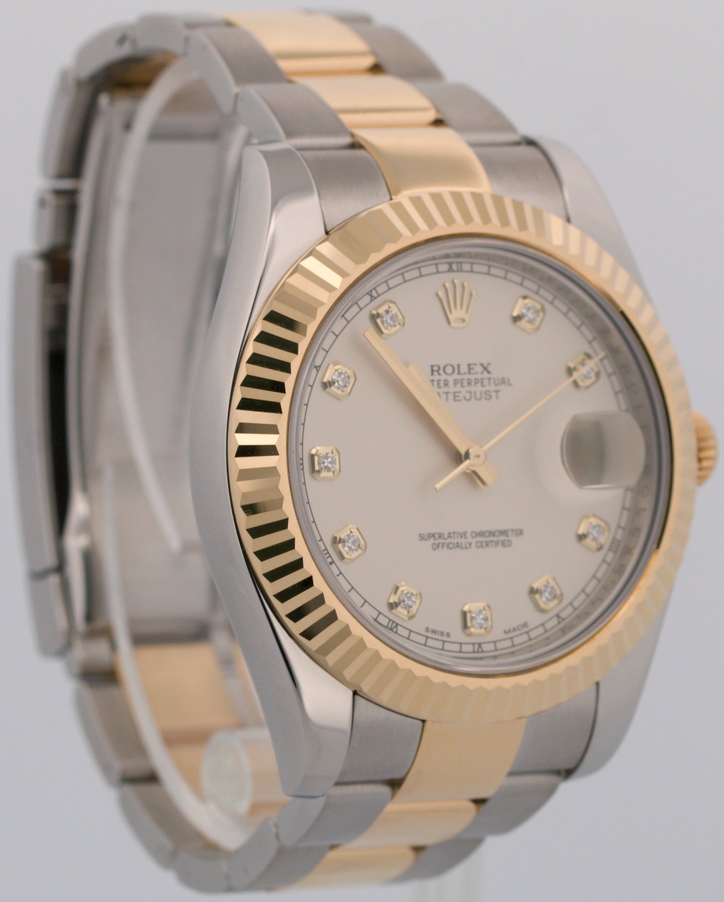 Rolex Datejust II FACTORY IVORY DIAMOND 18K Gold Steel OYSTER 41mm 116333 Watch