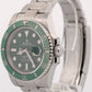 UNWORN 2016 PAPERS Rolex Submariner HULK Ceramic Steel GREEN 40mm 116610 LV BOX