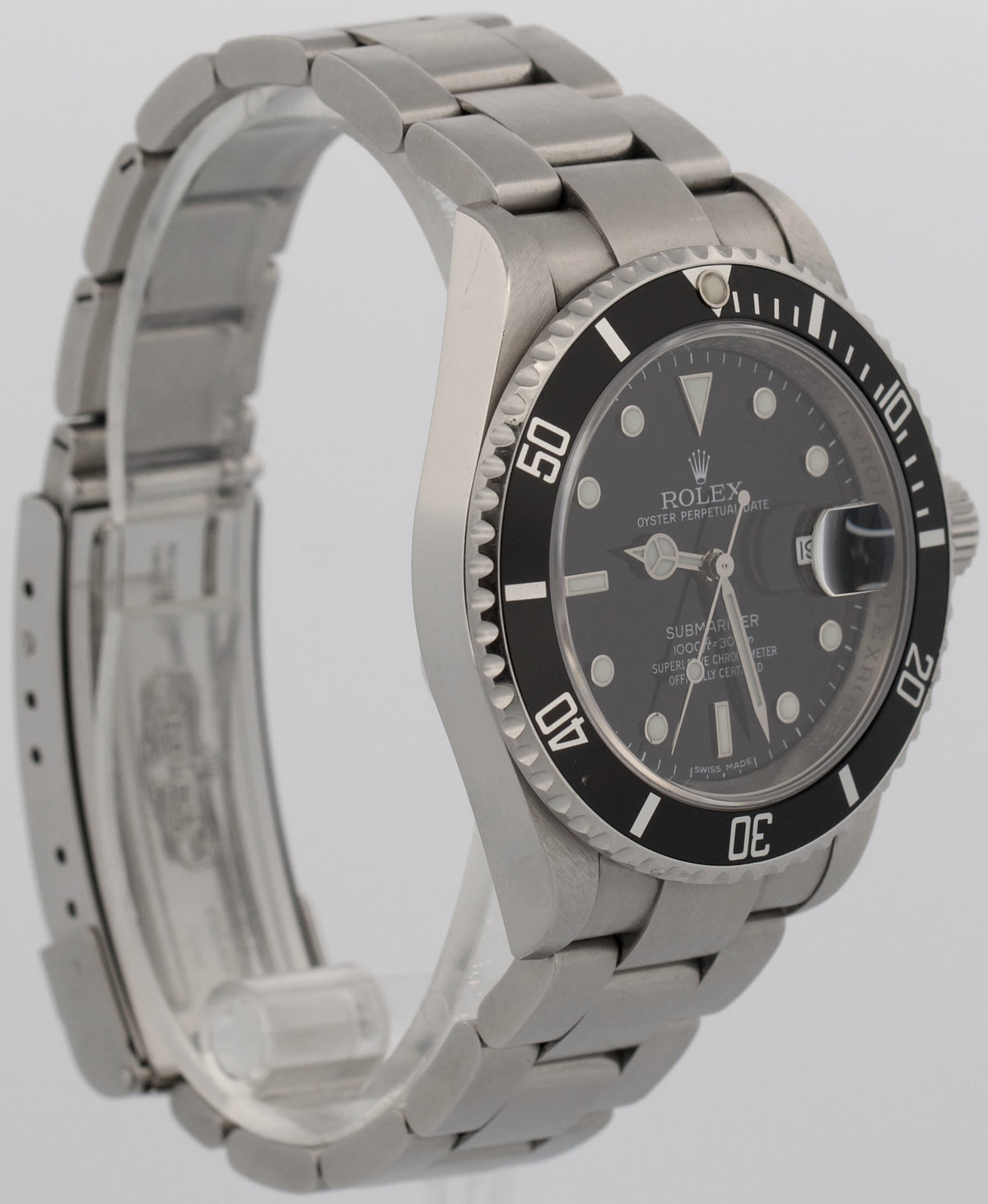 Unpolished 2010 Rolex Submariner 16610 Black Rehaut No-Holes 40mm Box Papers