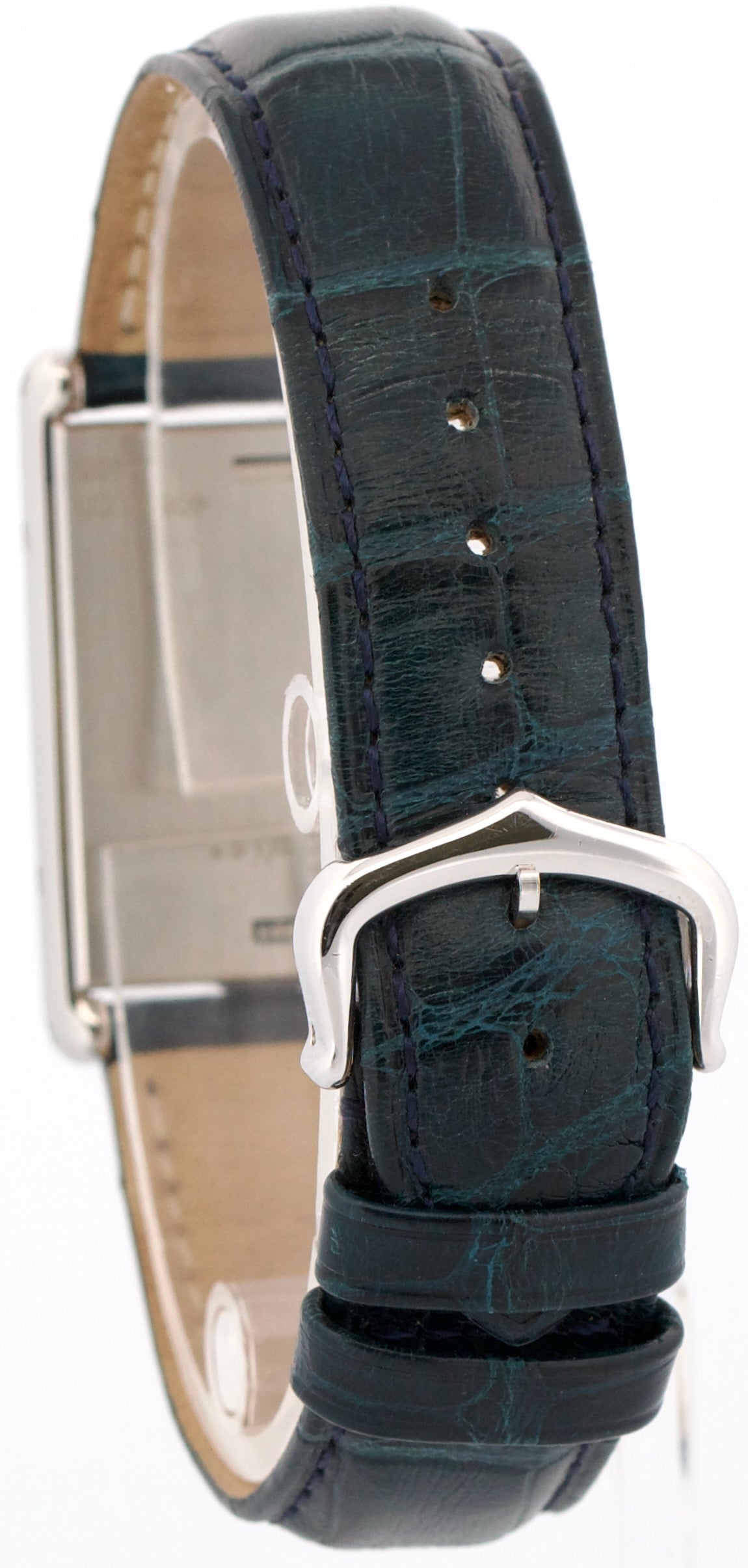 Cartier Tank Basculante 2405 W1011258 White Quartz Stainless Leather 24mm Watch