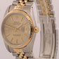 Rolex DateJust 36mm CHAMPAGNE TAPESTRY Two-Tone 18K Gold Steel JUBILEE 16233