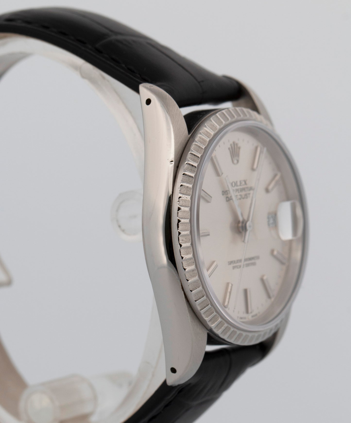 PAPERS Rolex DateJust IBM Silver 36mm Stainless Steel Automatic Watch 16220 BOX