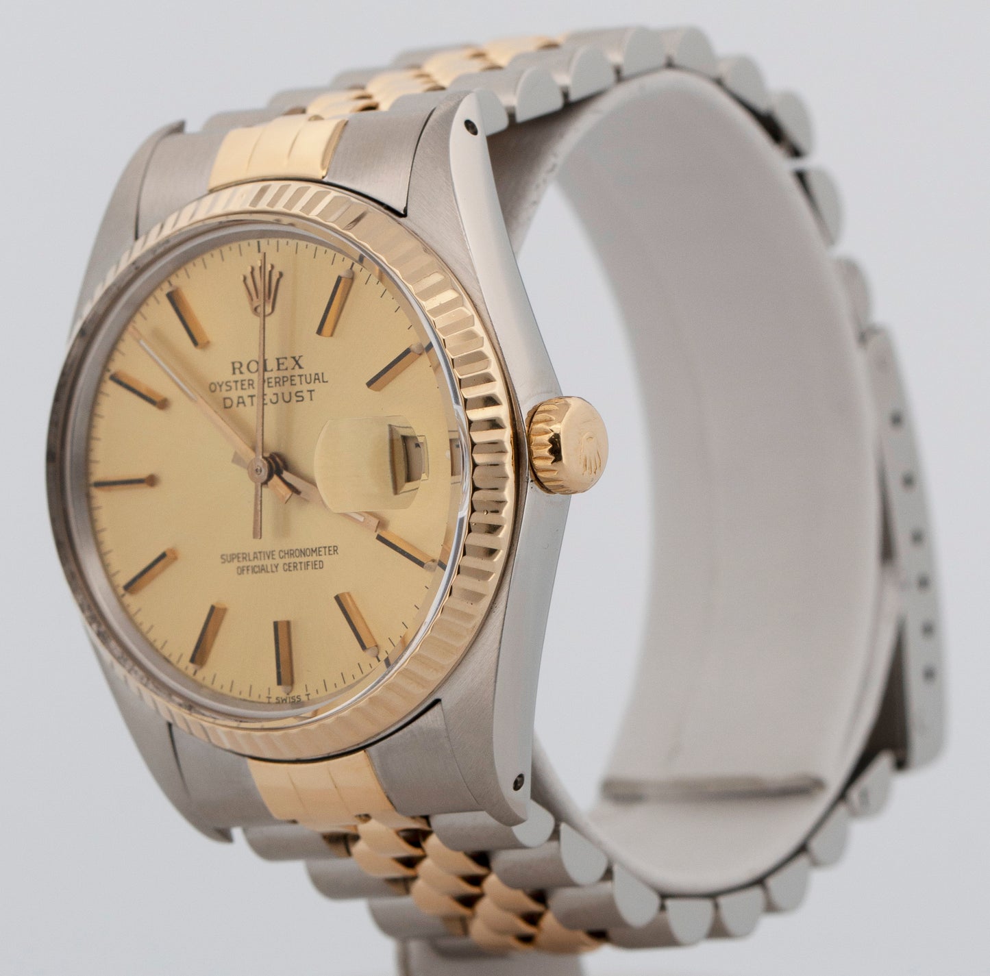 Rolex DateJust 36mm Champagne 18K Yellow Gold Steel JUBILEE Two-Tone Watch 16013