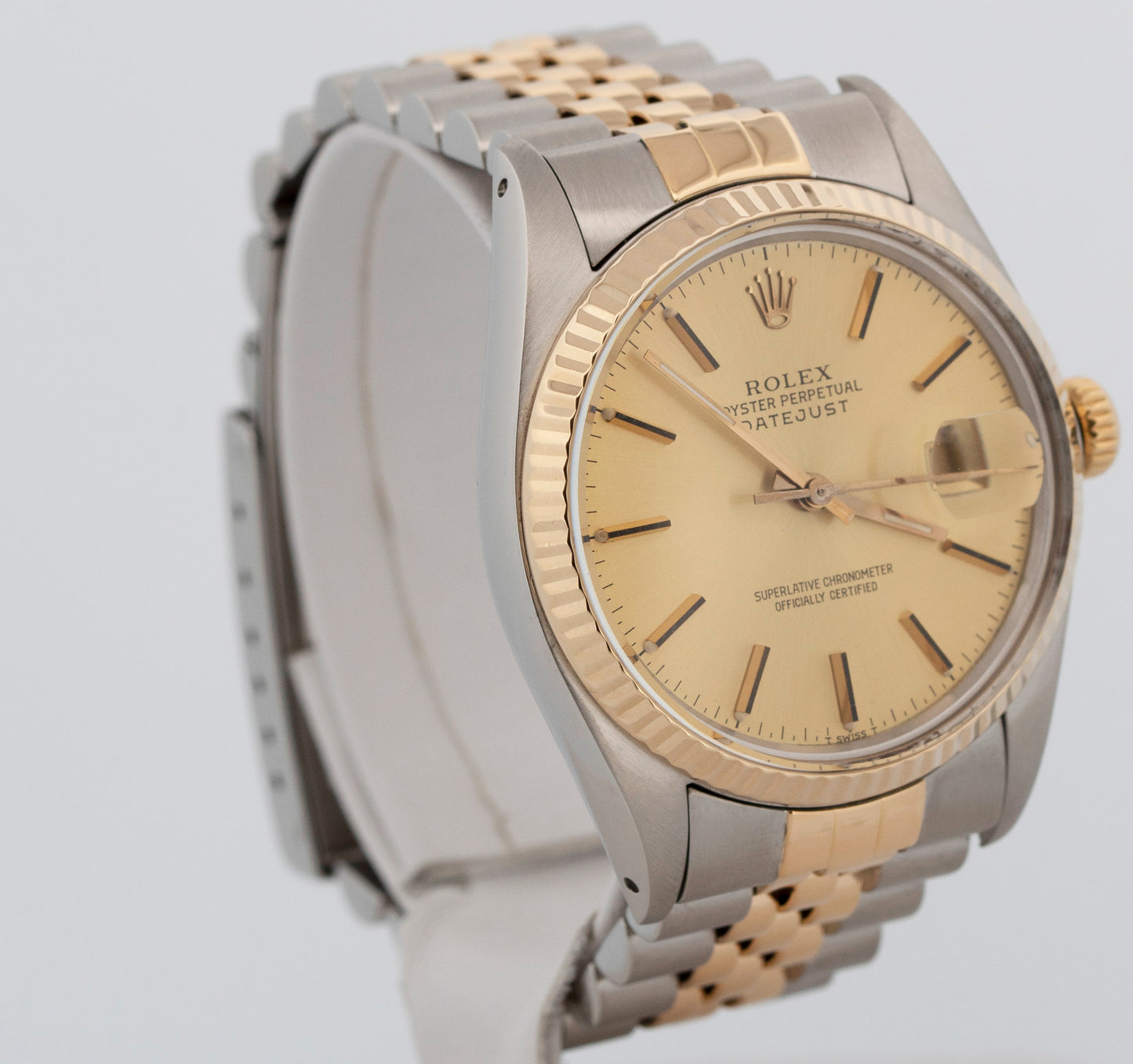 Rolex DateJust 36mm Champagne 18K Yellow Gold Steel JUBILEE Two-Tone Watch 16013