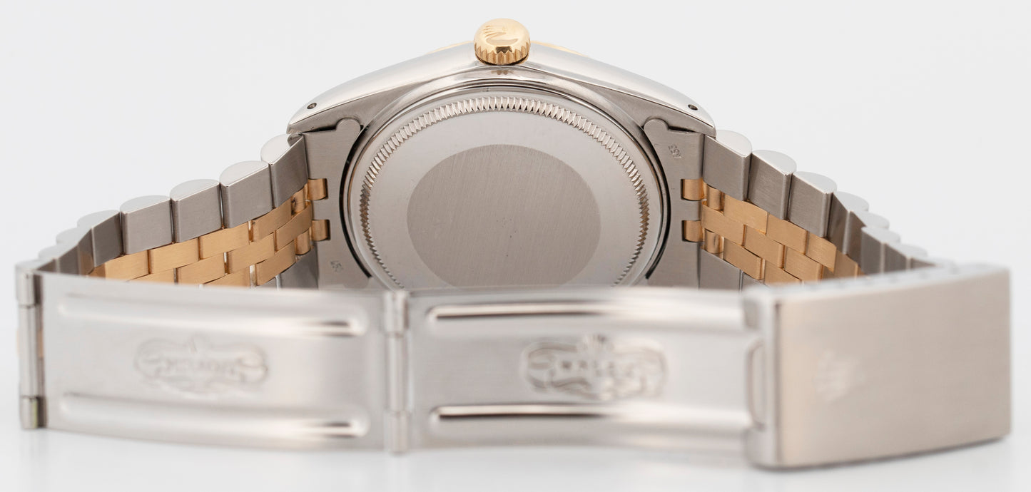 Rolex DateJust 36mm Champagne 18K Yellow Gold Steel JUBILEE Two-Tone Watch 16013