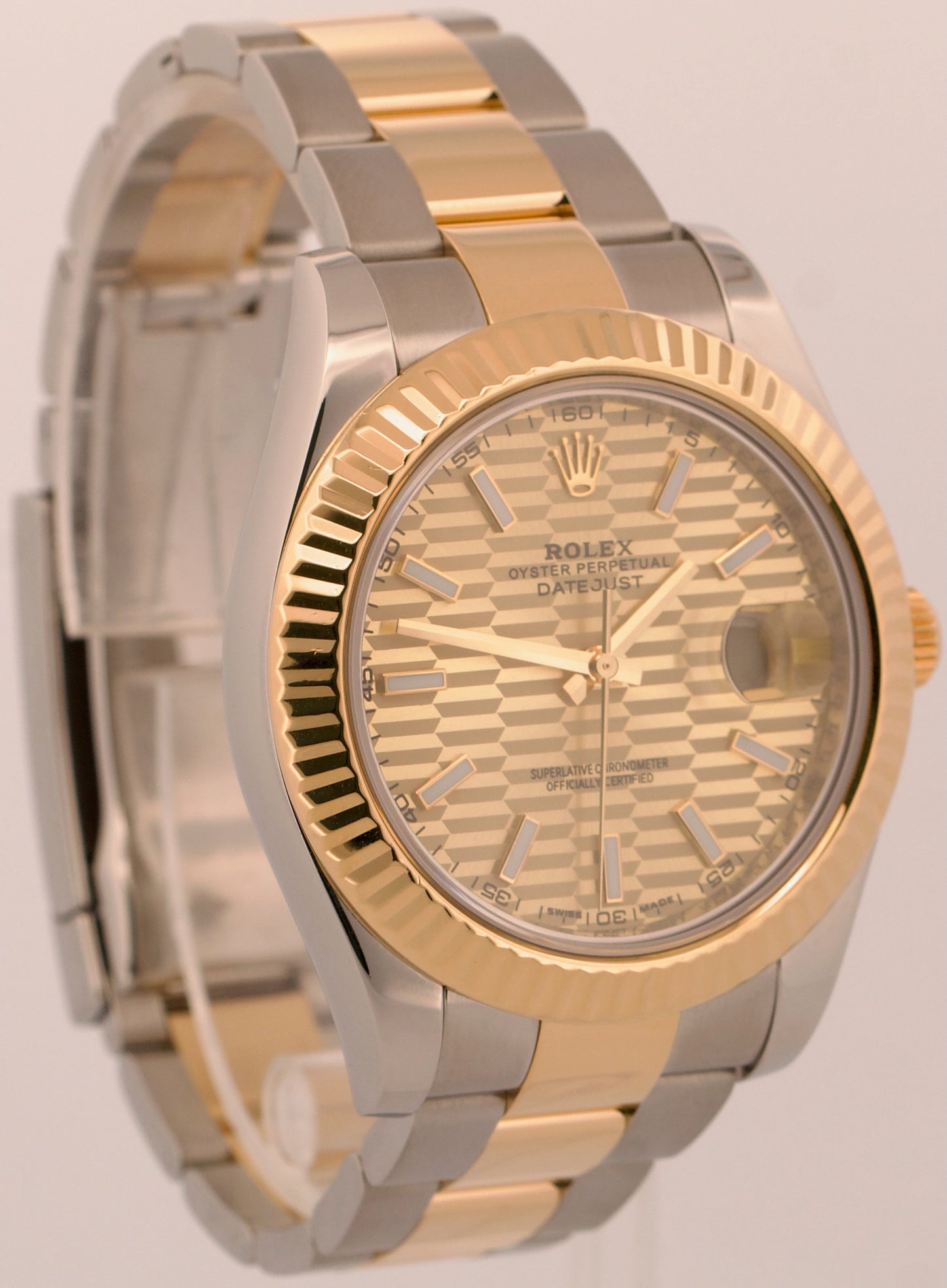PAPERS Rolex Datejust II CHAMPAGNE MOTIF 18K Gold Steel OYSTER 41mm 116333 BOX