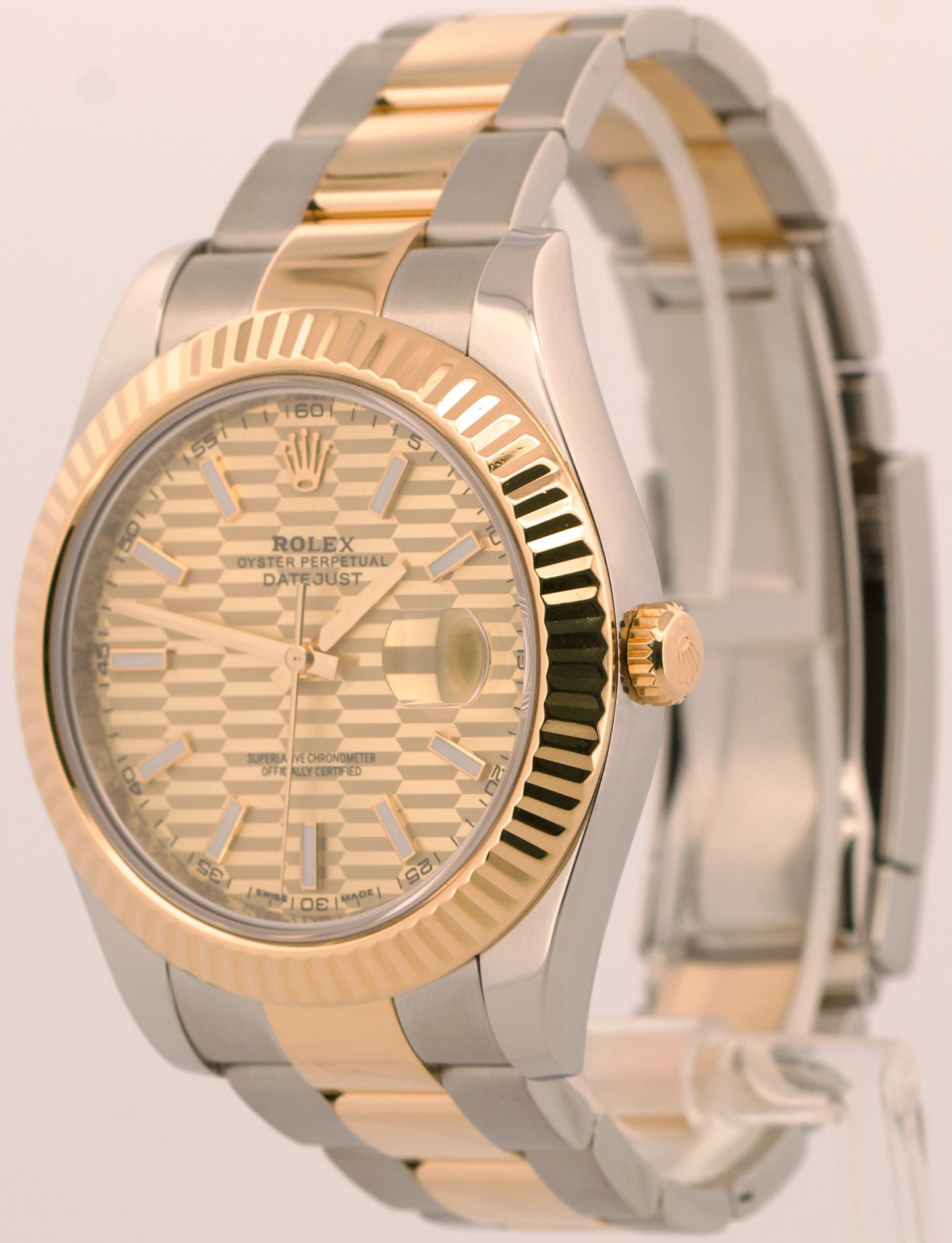 PAPERS Rolex Datejust II CHAMPAGNE MOTIF 18K Gold Steel OYSTER 41mm 116333 BOX