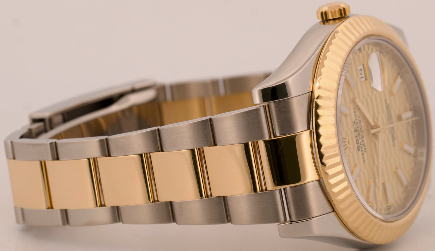 PAPERS Rolex Datejust II CHAMPAGNE MOTIF 18K Gold Steel OYSTER 41mm 116333 BOX
