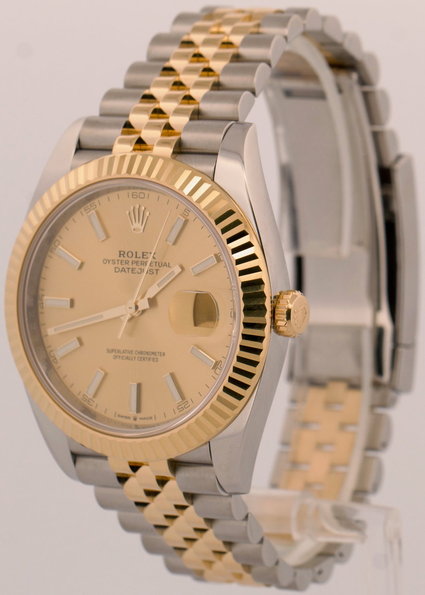 2021 PAPERS Rolex DateJust 41 CHAMPAGNE 18K Gold Steel JUBILEE 41mm 126333 BOX