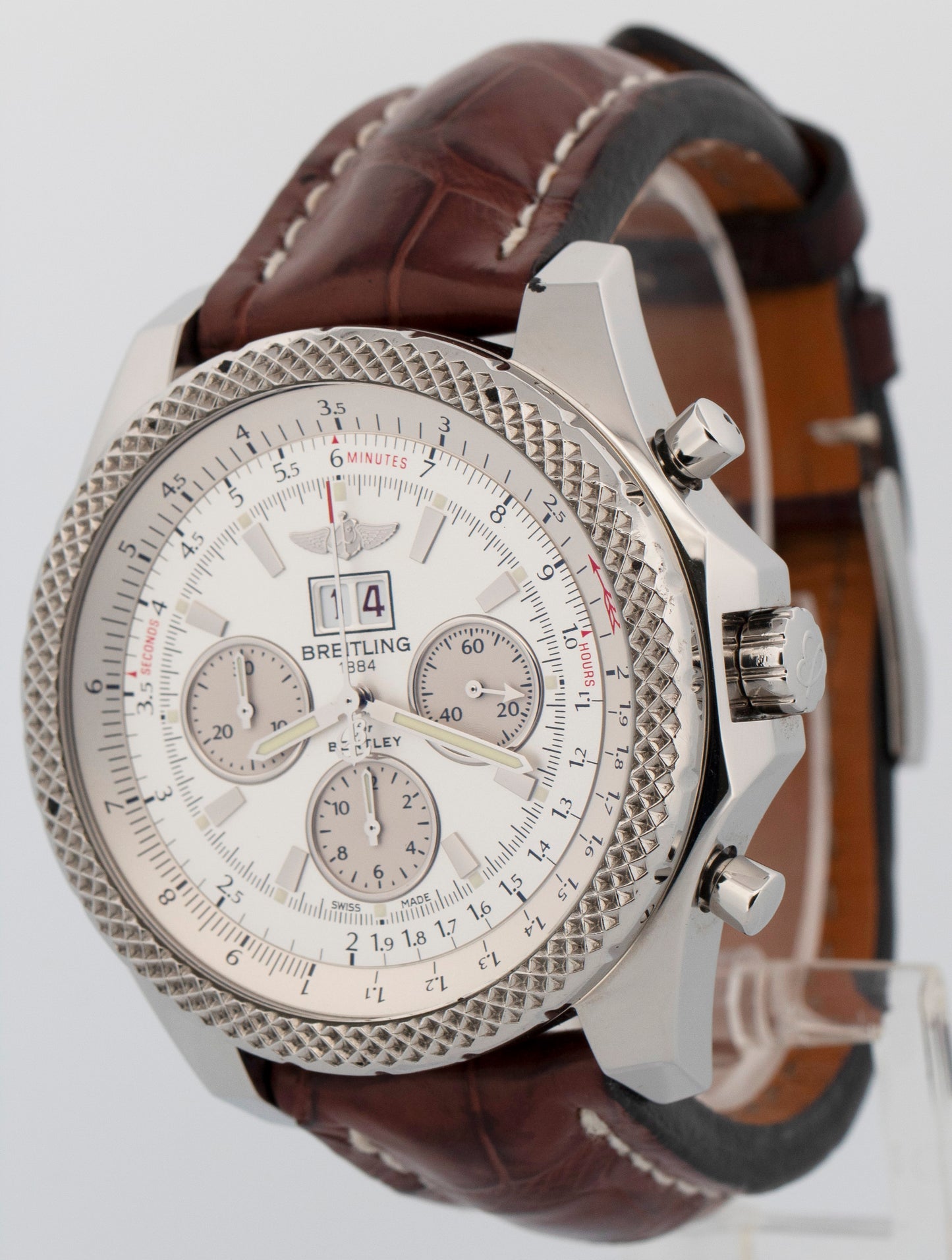 Breitling For Bentley Motors Chronograph White Stainless Steel A44364 49mm Watch