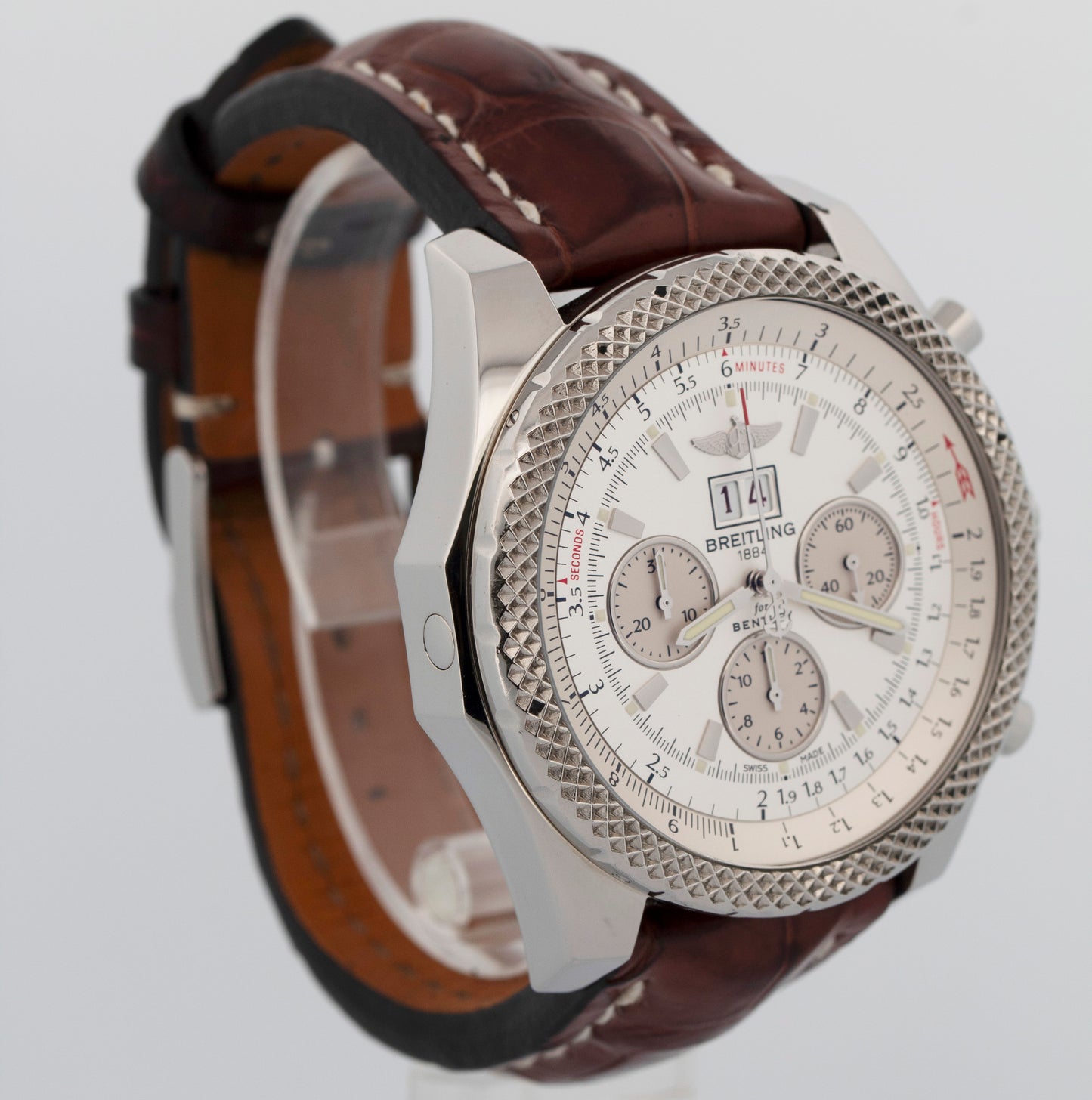 Breitling For Bentley Motors Chronograph White Stainless Steel A44364 49mm Watch