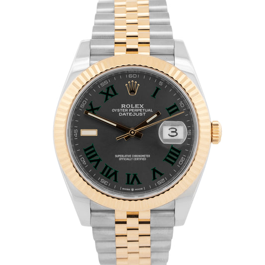 PAPERS Rolex DateJust 41mm WIMBLEDON Two-Tone 18K Gold JUBILEE Fluted 126333 BOX