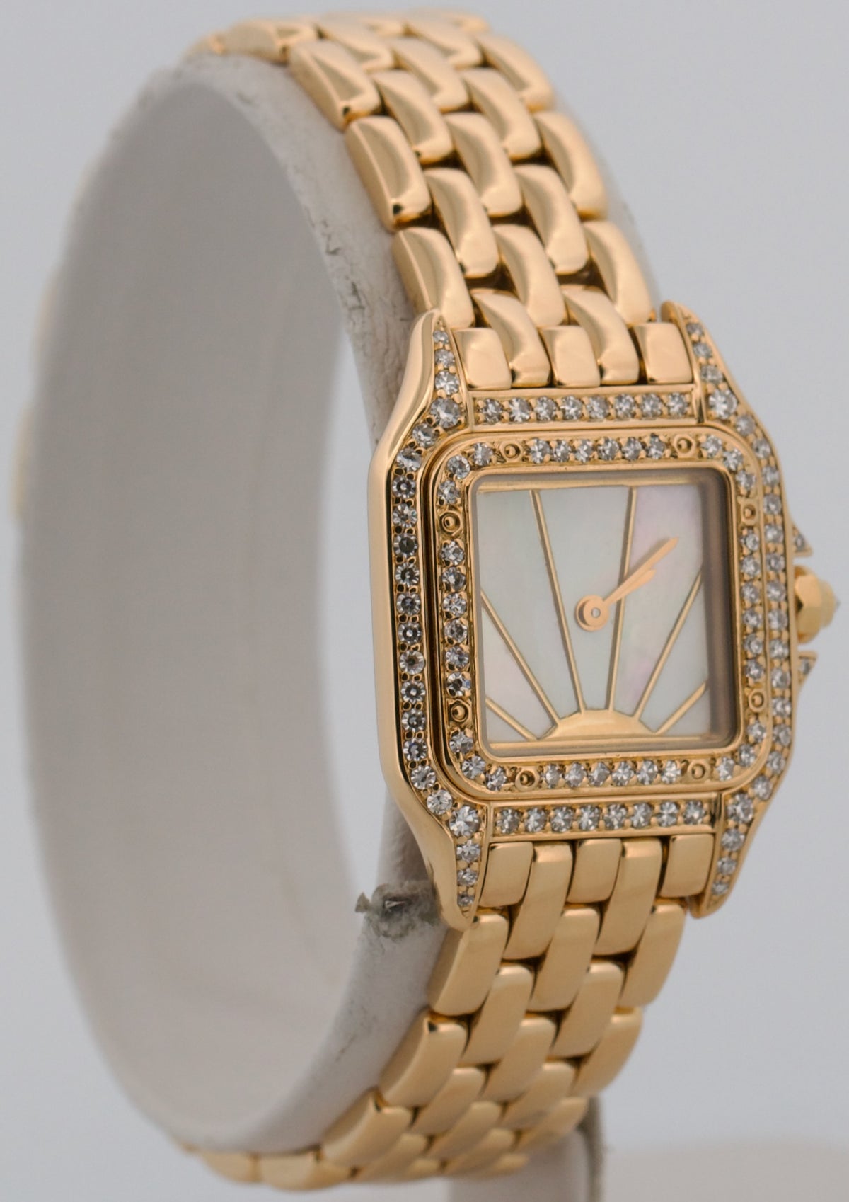 Ladies Cartier Panthere 86691 Small Factory MOP Sunset Diamond 18K Quartz 22mm