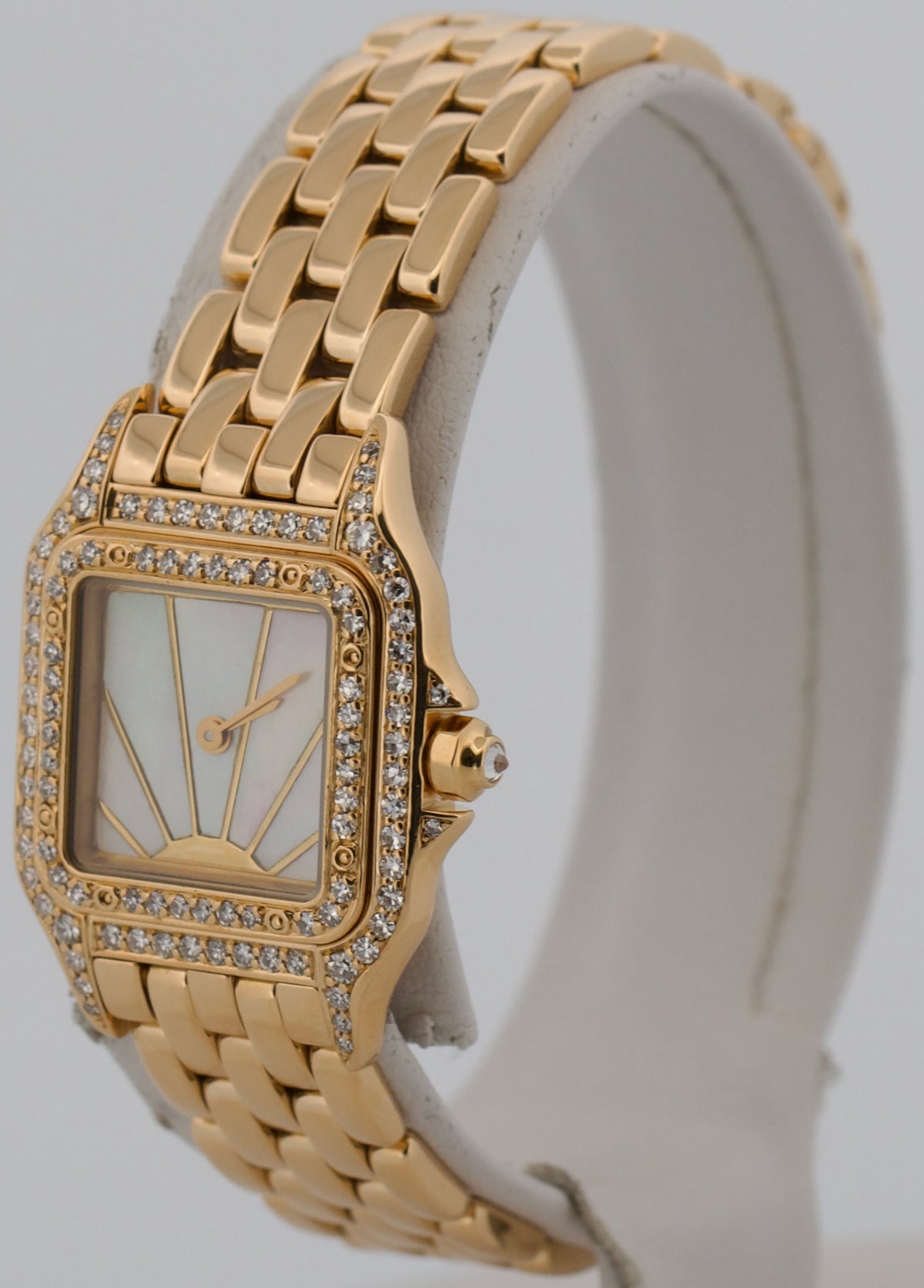 Ladies Cartier Panthere 86691 Small Factory MOP Sunset Diamond 18K Quartz 22mm