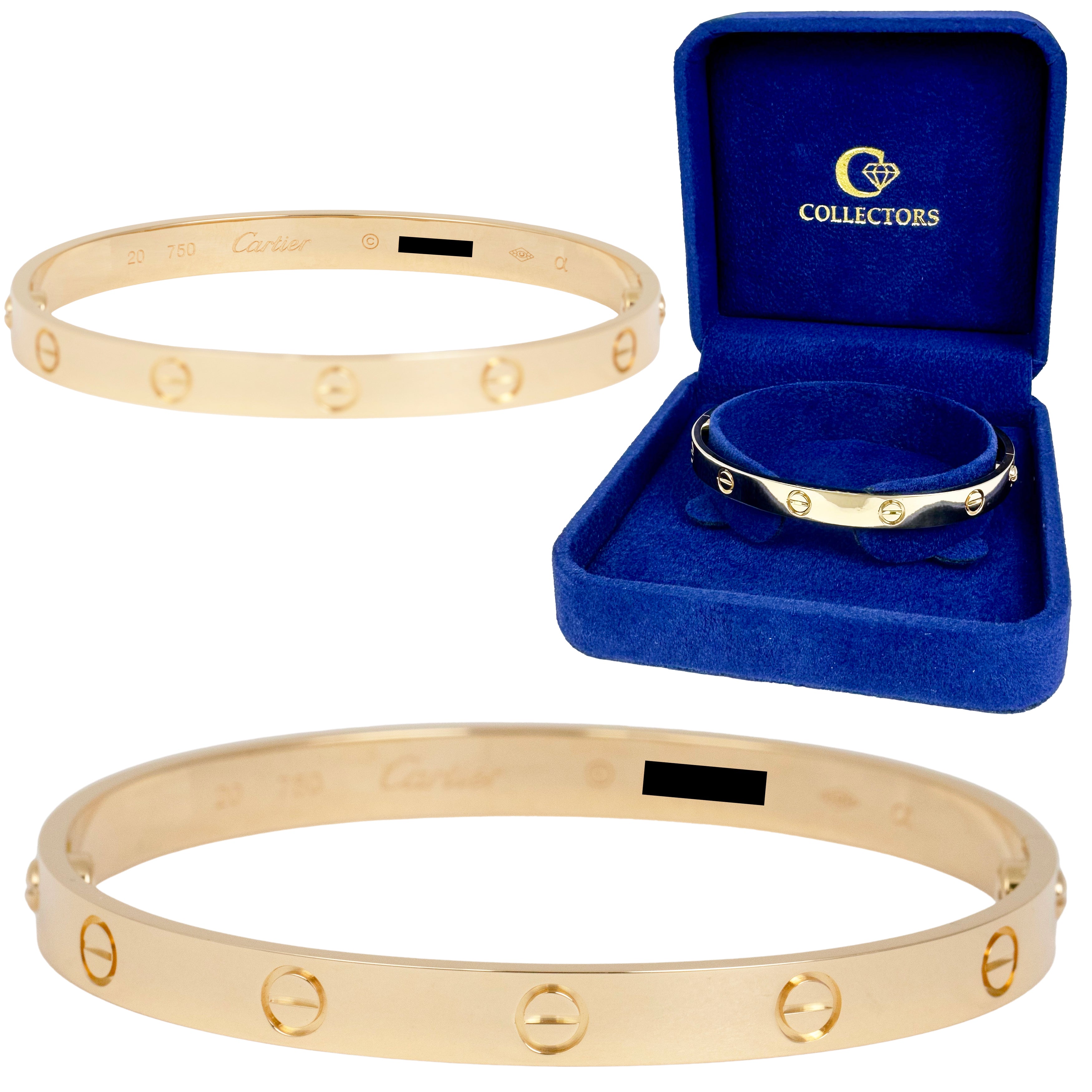 MINT Cartier LOVE Bracelet Size 20 Solid 18K Yellow Gold AU 750 BOX CollectorsWatches