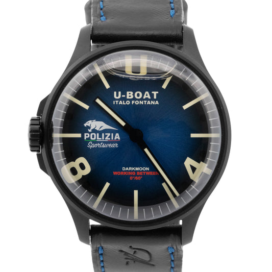 2024 U-Boat Darkmoon Pantera 44mm Stainless Steel Black PVD Blue Watch 9180 BOX