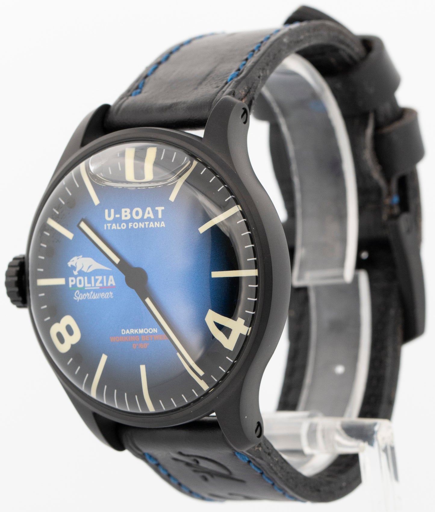 2024 U-Boat Darkmoon Pantera 44mm Stainless Steel Black PVD Blue Watch 9180 BOX