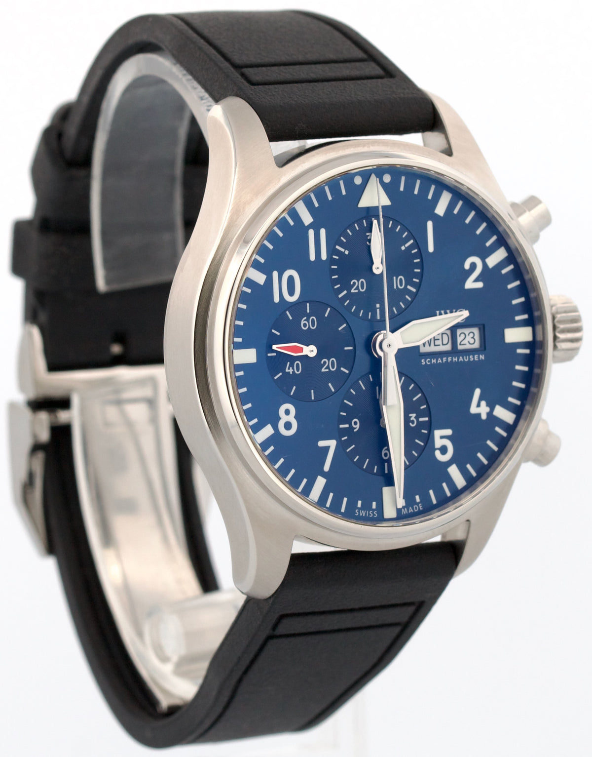 IWC Pilot Le Petit Prince IW377714 Blue 43mm Steel Rubber Chronograph Watch