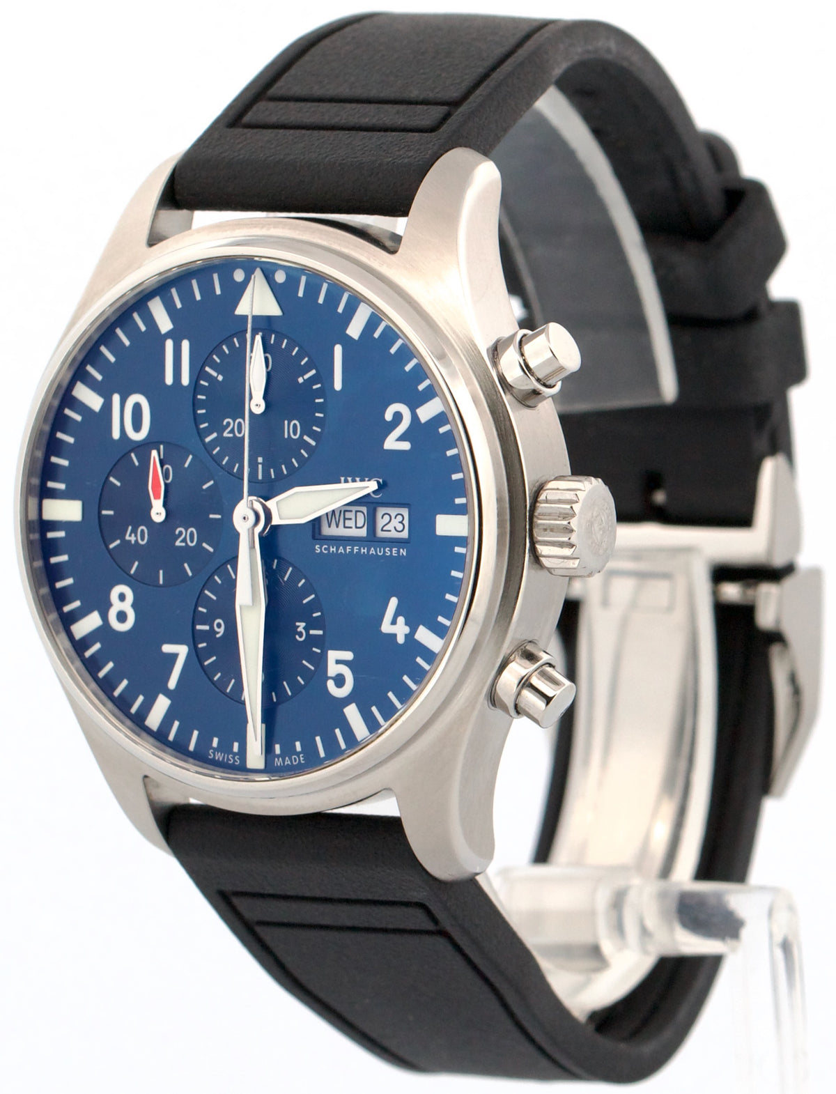 IWC Pilot Le Petit Prince IW377714 Blue 43mm Steel Rubber Chronograph Watch