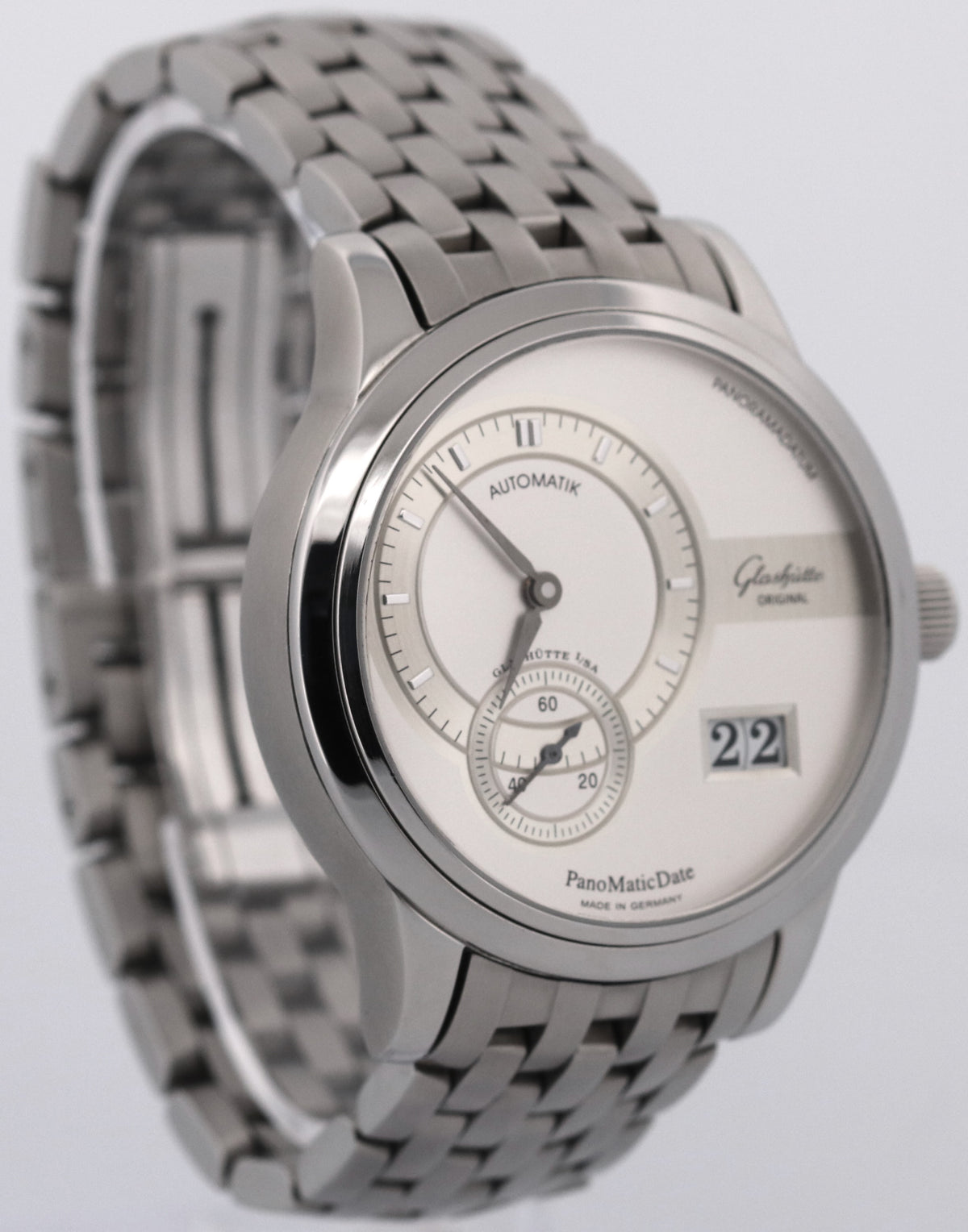 Glashutte Panomatic Date 90-01-02-02-14 Silver 39mm Automatic Stainless Box