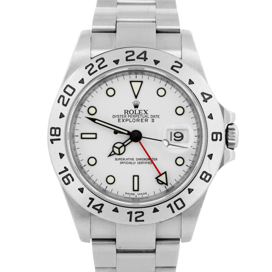 PAPERS Rolex Explorer II 40mm Polar White REHAUT Steel GMT 3186 Watch 16570 BOX