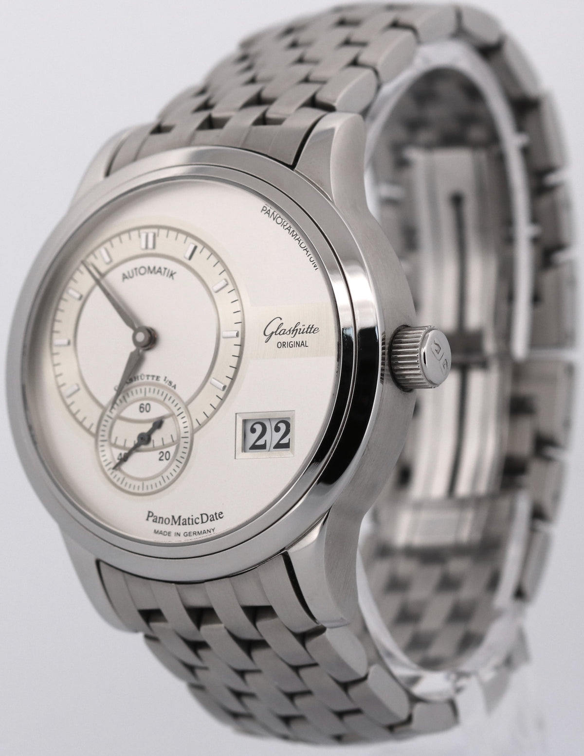 Glashutte Panomatic Date 90-01-02-02-14 Silver 39mm Automatic Stainless Box