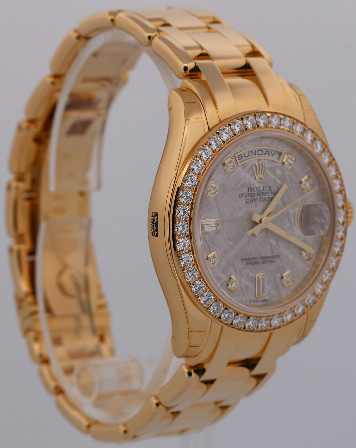 New Stickered Rolex Day-Date Pearlmaster 18948 Meteorite Diamond NOS Box Papers