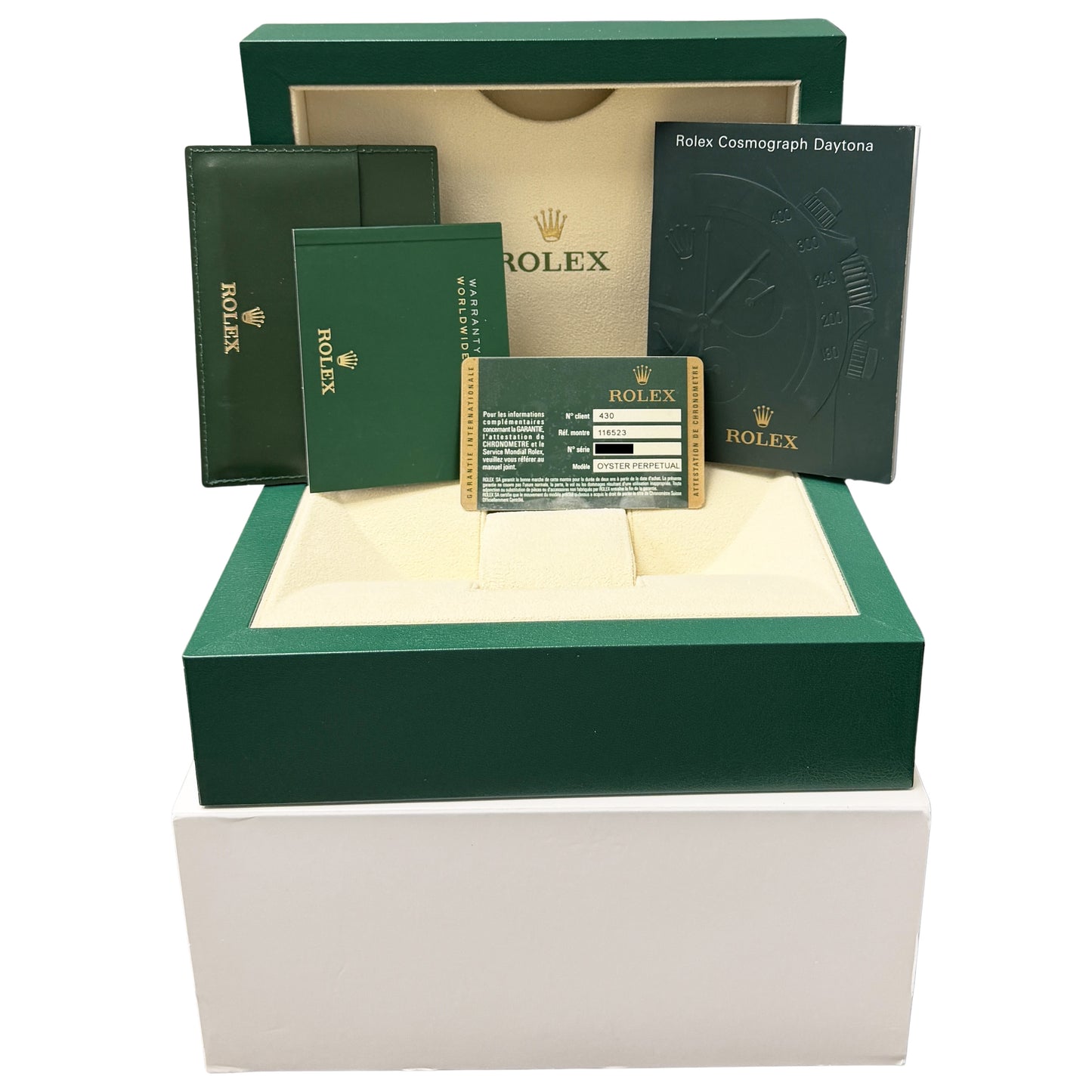 2009 PAPERS Rolex Daytona Cosmograph Two-Tone Gold Steel Black 40mm 116523 BOX