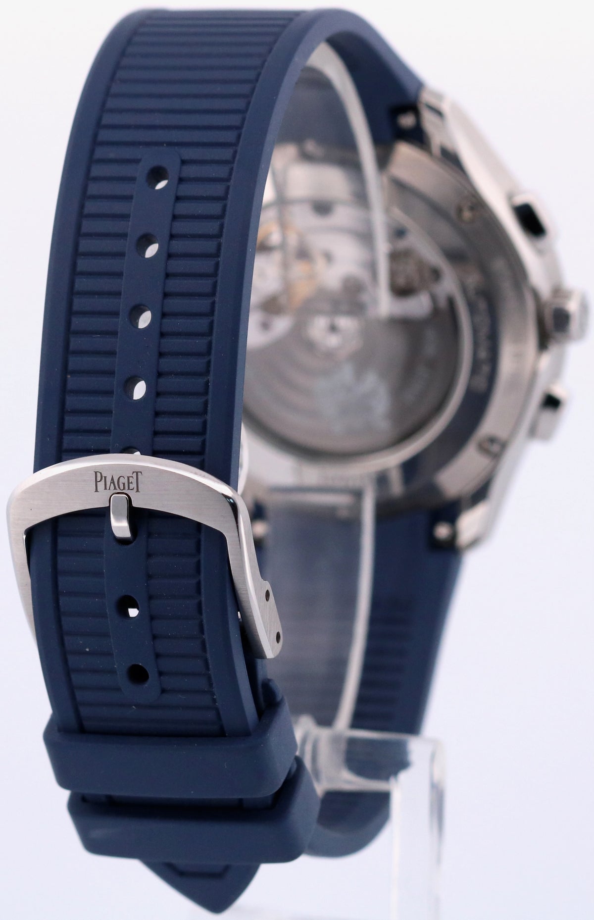 2021 Piaget Polo S Chrono P11269 Steel Blue Guilloche Rubber 42mm Box Papers